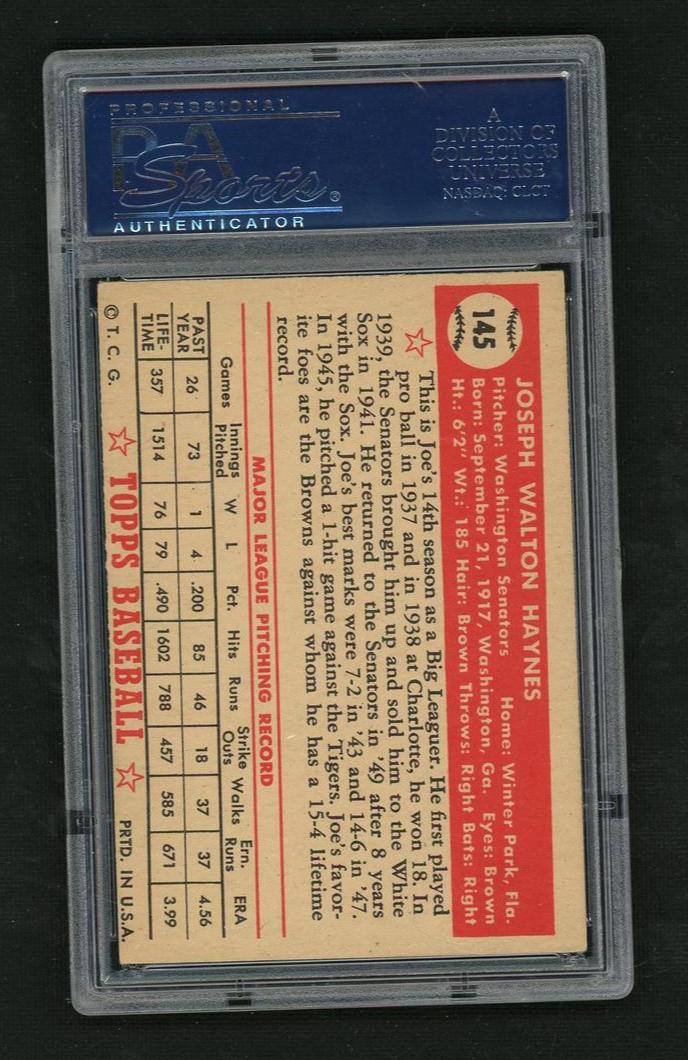 1952 Topps 145 Joe Haynes PSA 5 EX - Image 2