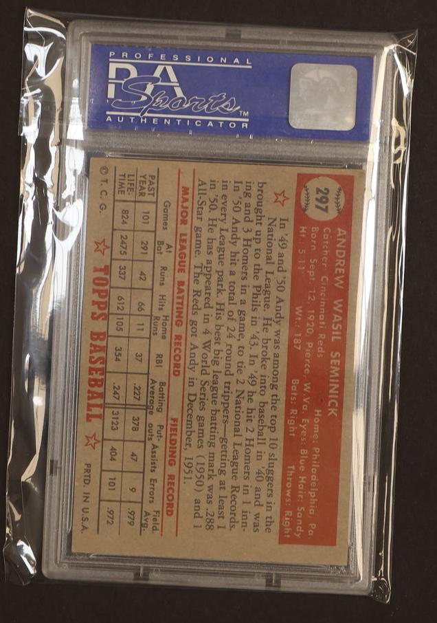 1952 Topps Andy Seminick #297 PSA 7 - Image 2