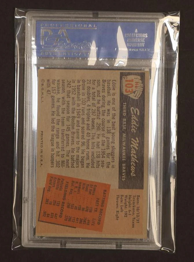 1955 Bowman Eddie Mathews #103 PSA 5 - Image 2