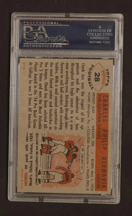 1956 Topps Chuck Bednarik #28 PSA 8 - Image 2