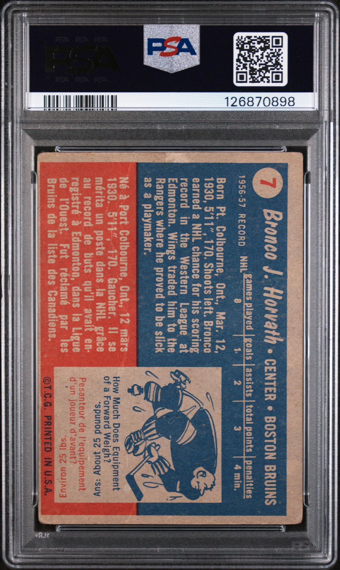 1957 Topps Bronco Horvath #7 PSA 2 - Image 2