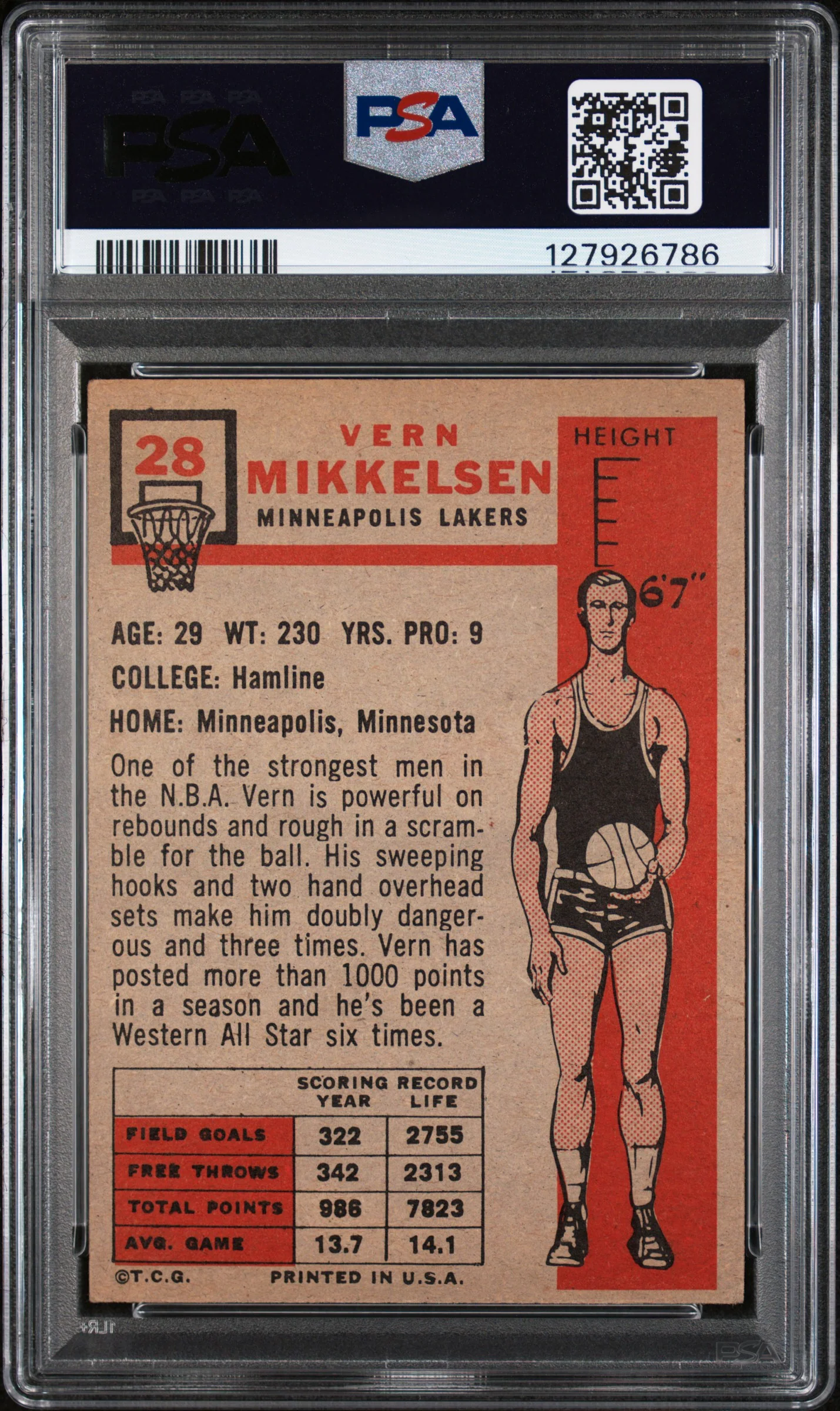 1957 Topps Vern Mikkelsen #28 PSA 5 - Image 2