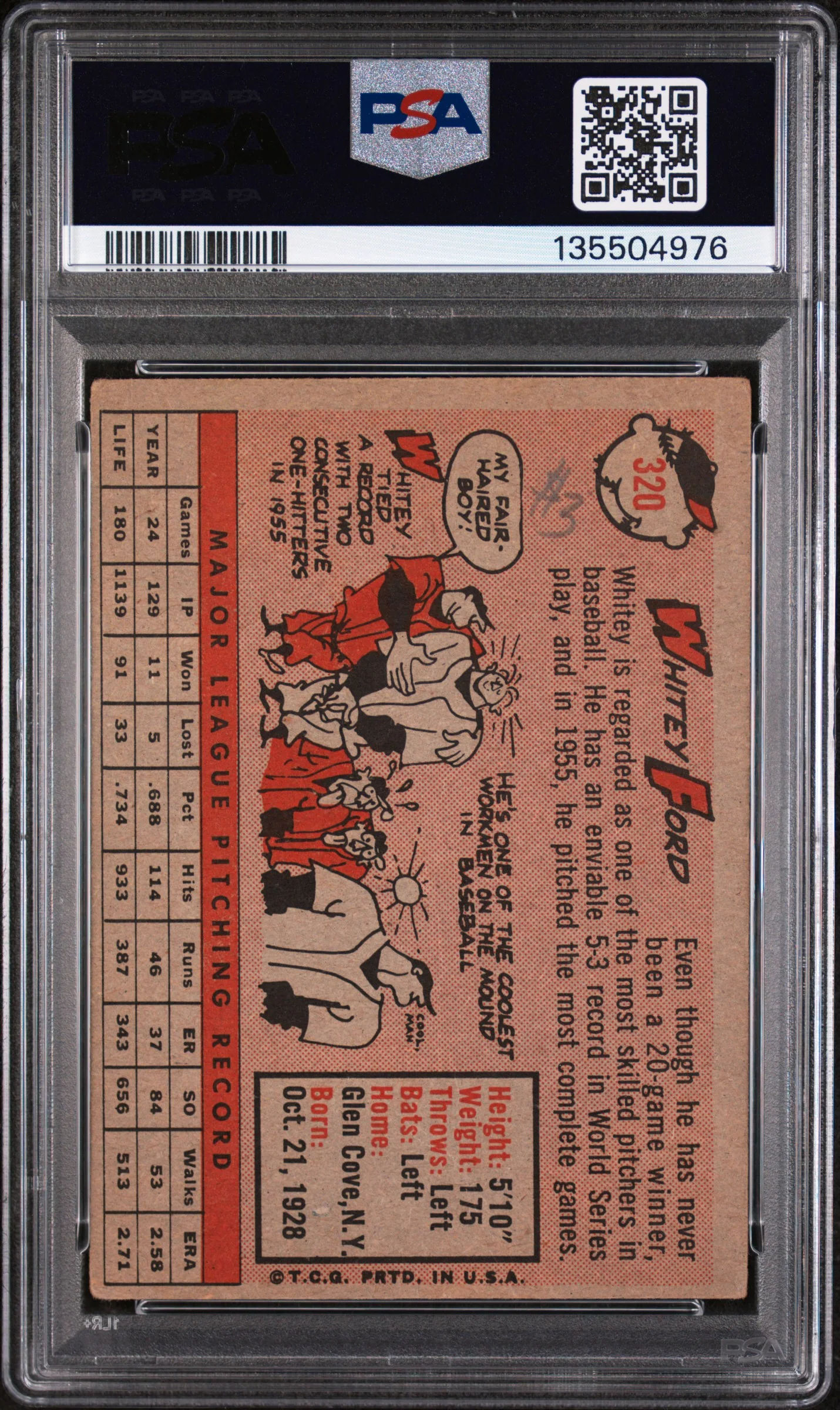 1958 Topps Whitey Ford #320 PSA 2 - Image 2