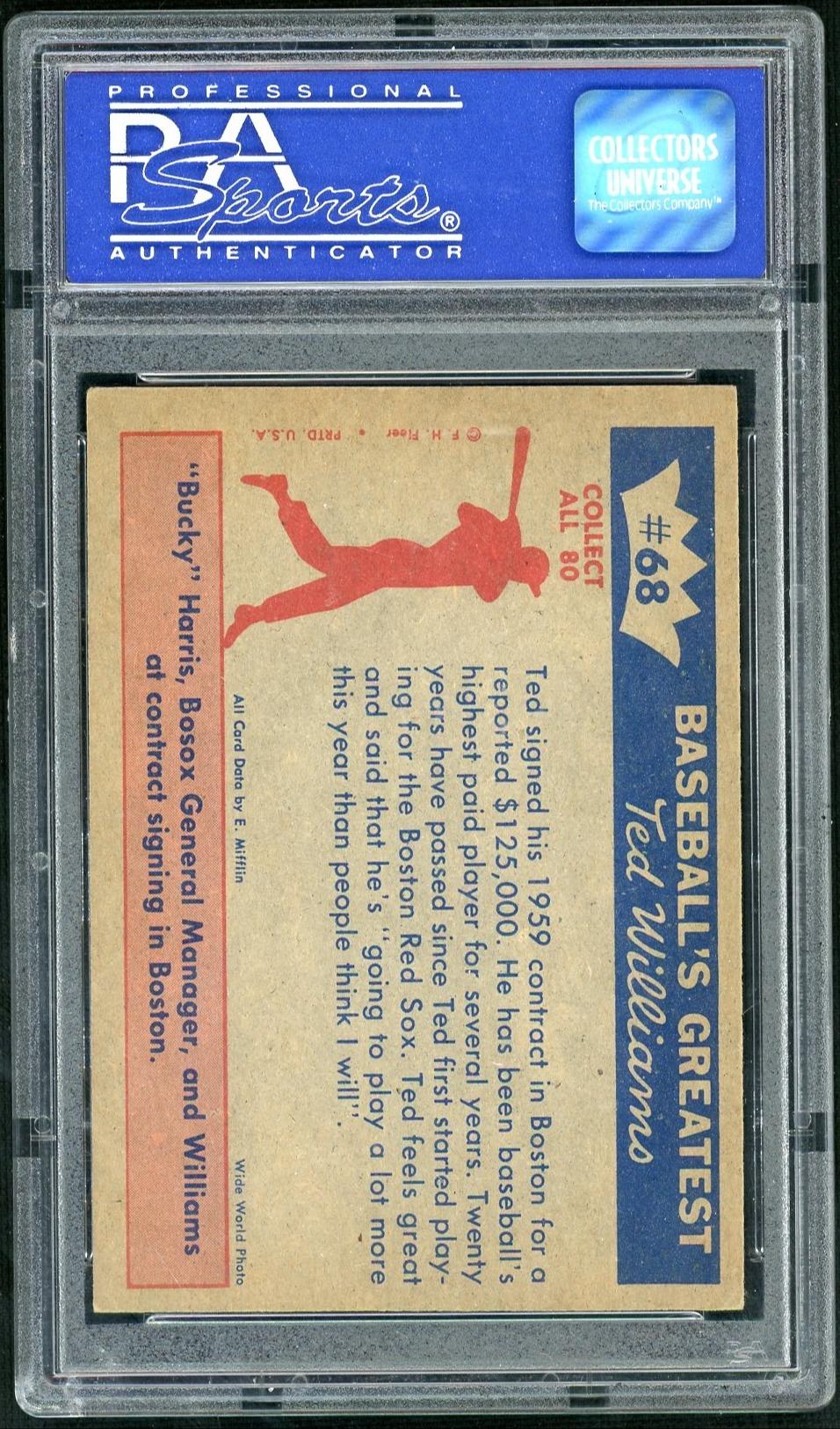 1959 Fleer Ted Williams Signs For 1959 #68 PSA 6 - Image 2