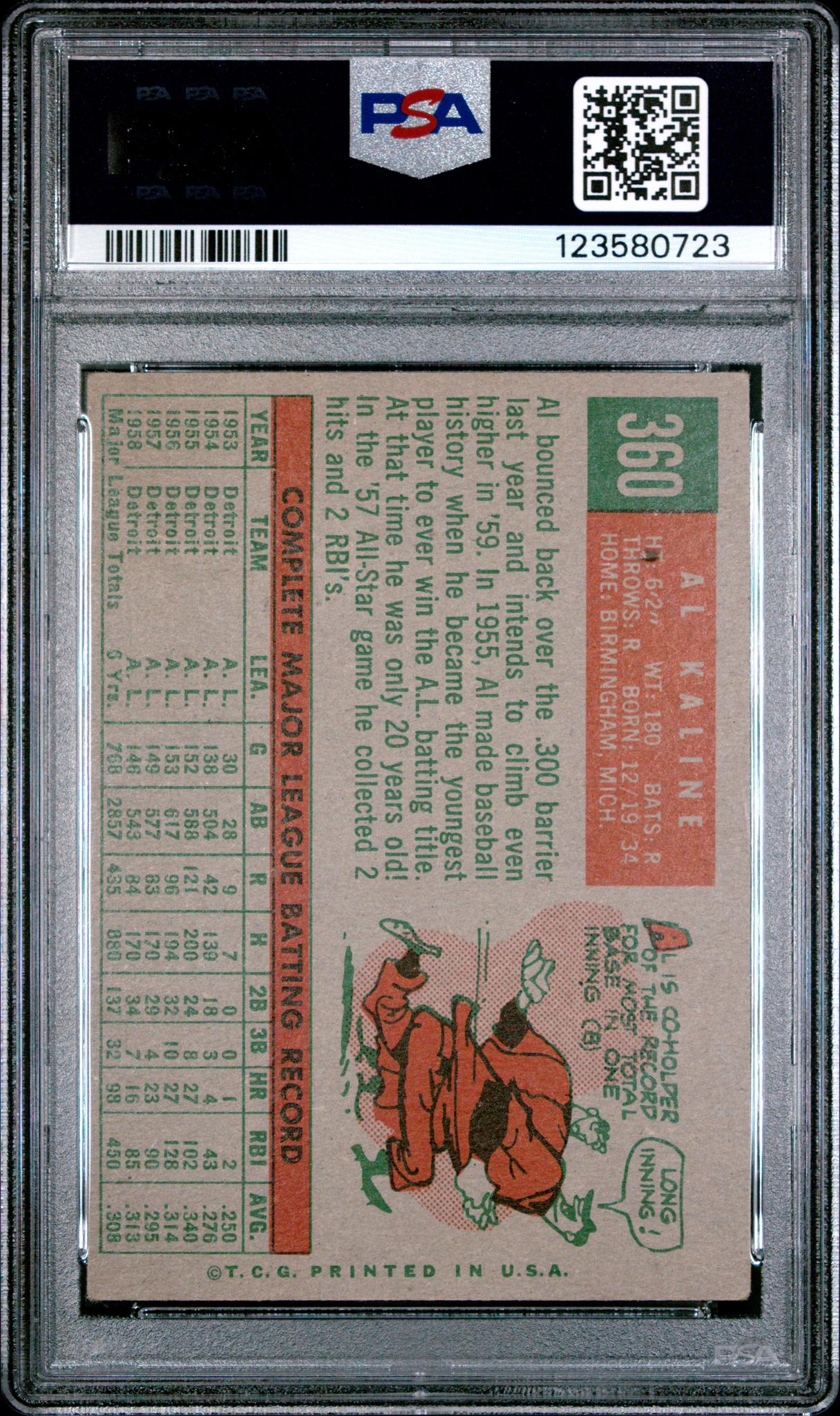 1959 Topps Al Kaline #360 PSA 3 - Image 2