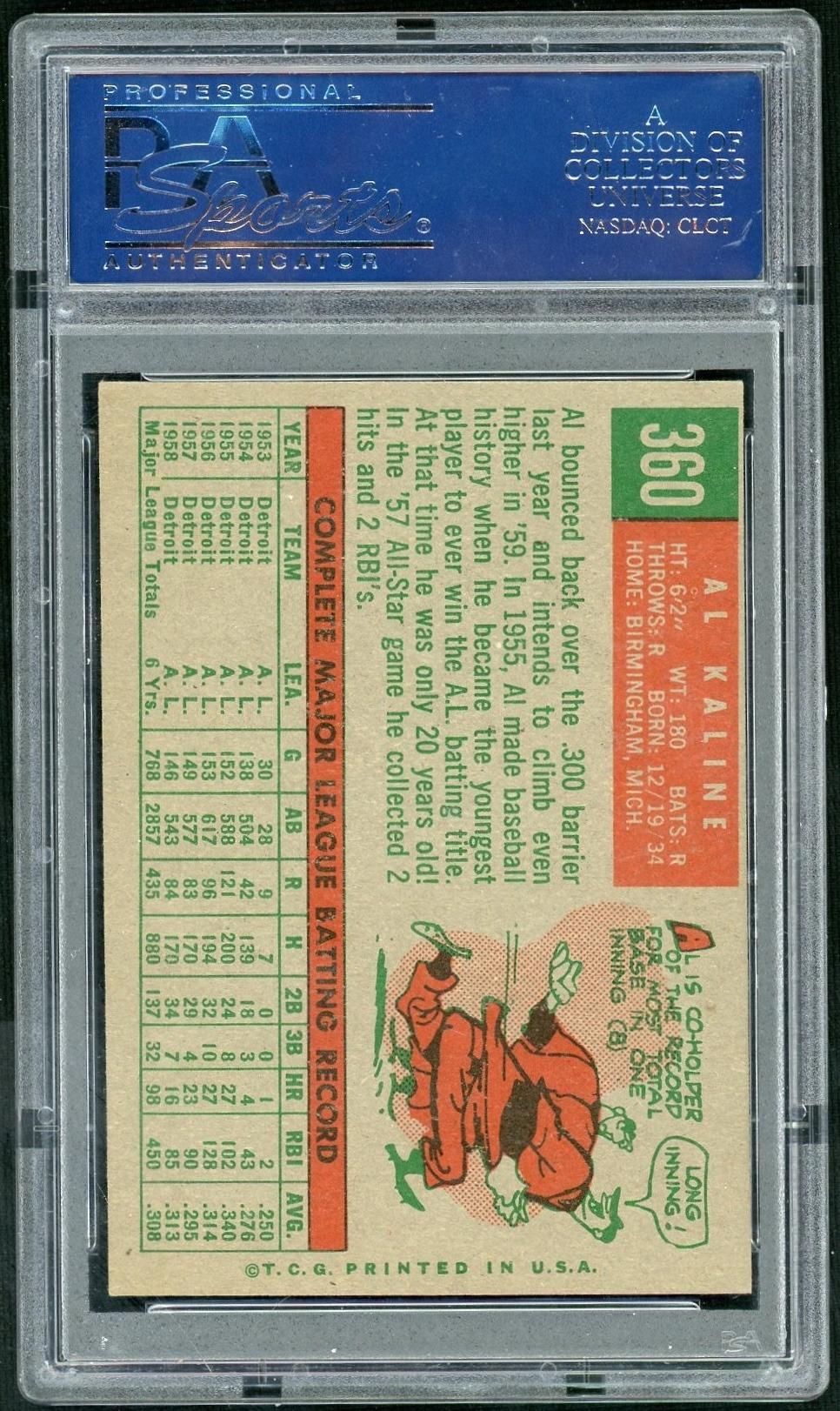 1959 Topps Al Kaline #360 PSA 6 - Image 2