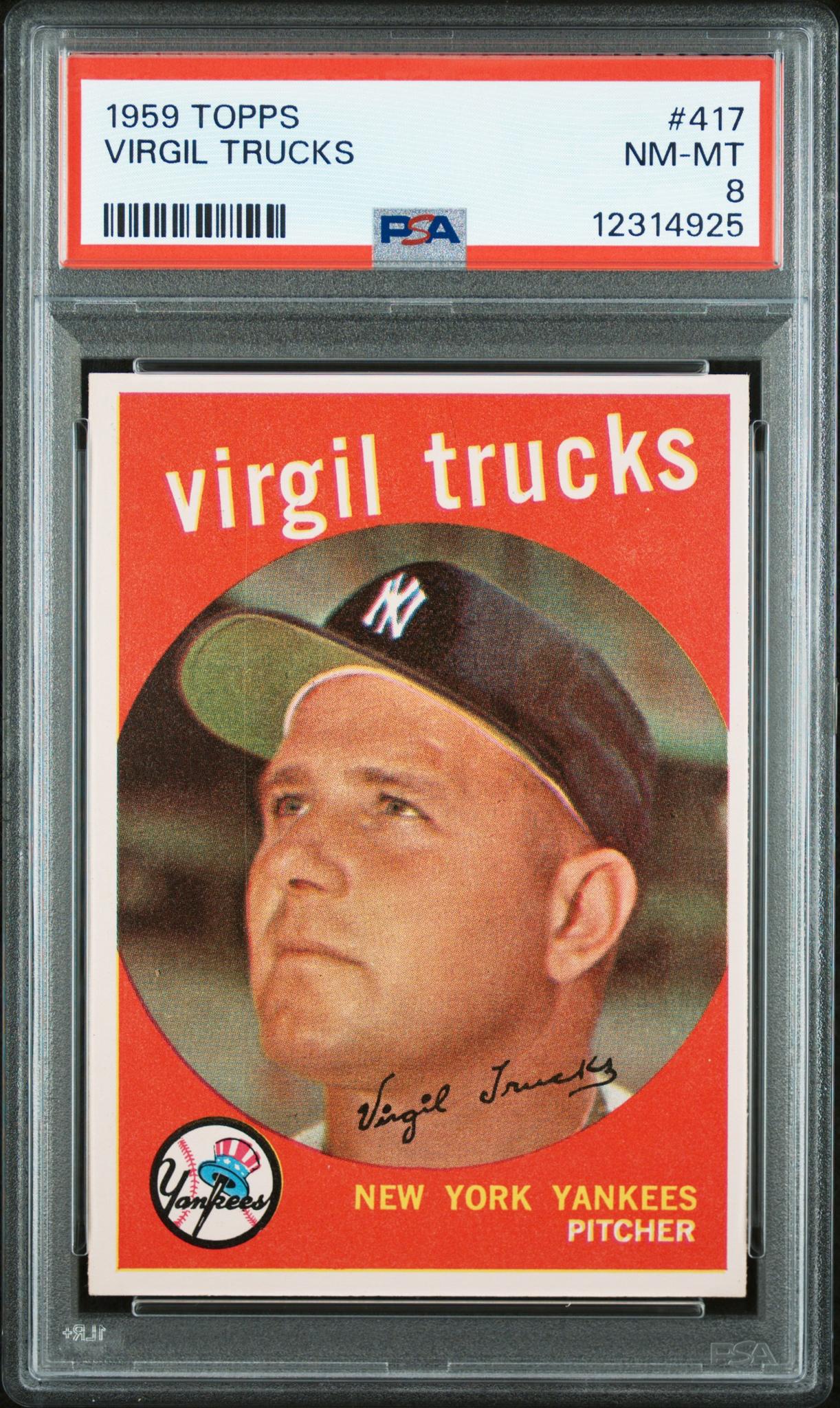 1959 Topps Virgil Trucks #417 PSA 8