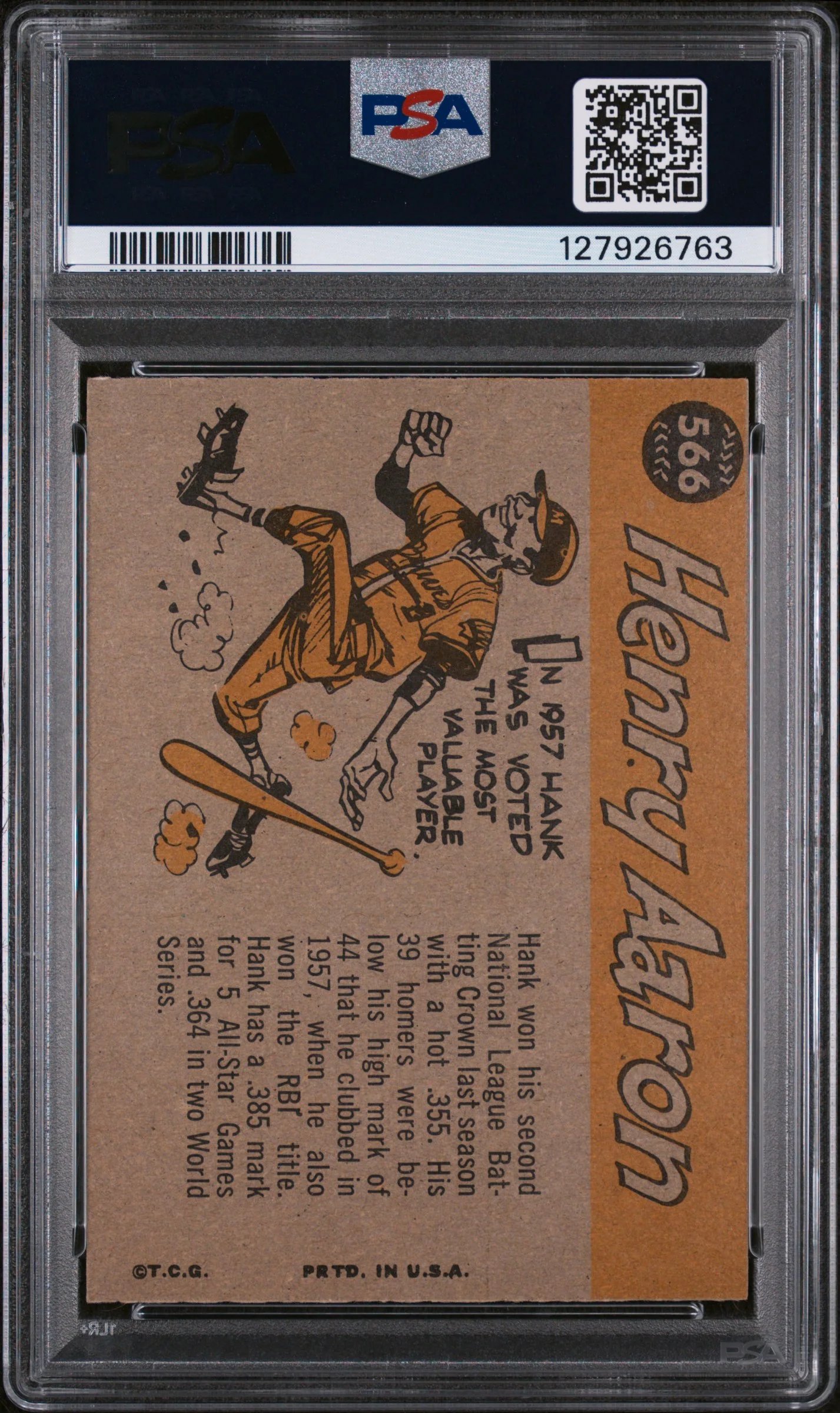 1960 Topps All Star Hank Aaron #566 PSA 7 - Image 2