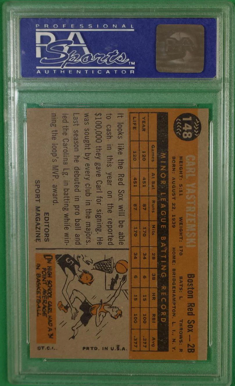 1960 Topps Rookie Star Carl Yastrzemski #148 PSA 8 - Image 2