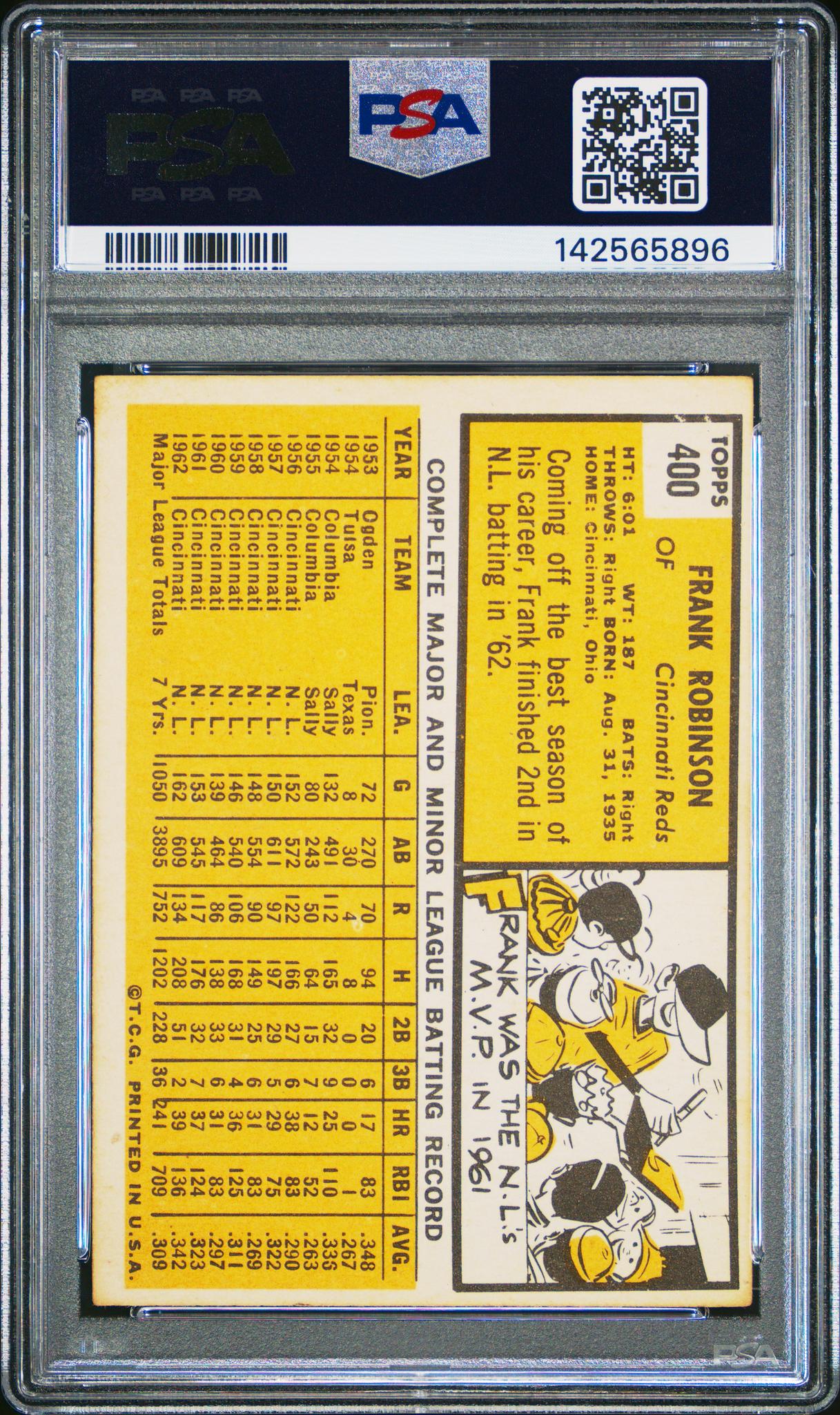 1963 Topps Frank Robinson #400 PSA 4 - Image 2