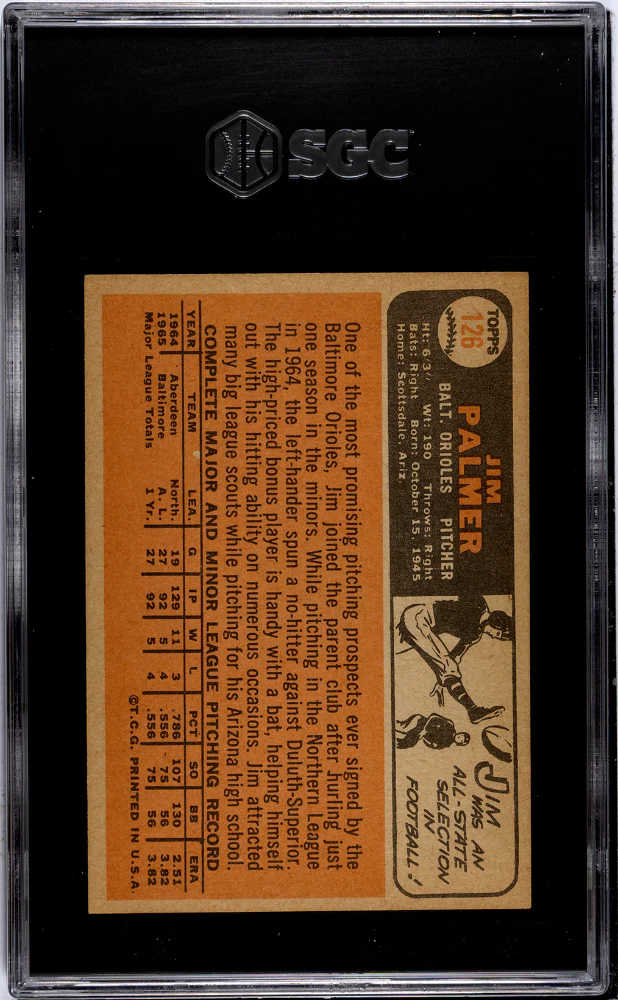 1966 Topps #126 Jim Palmer SGC 6 - Image 2