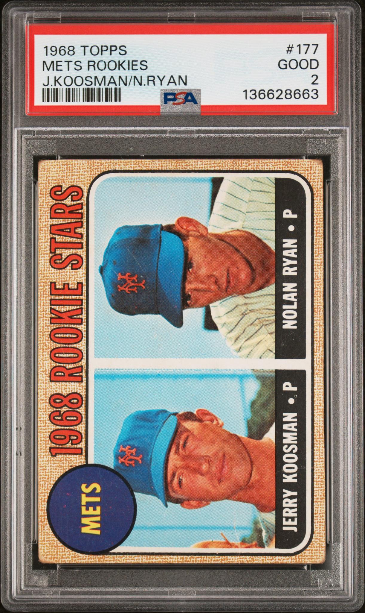 1968 Topps Mets Rookie Stars Jerry Koosman/Nolan Ryan #177 PSA 2