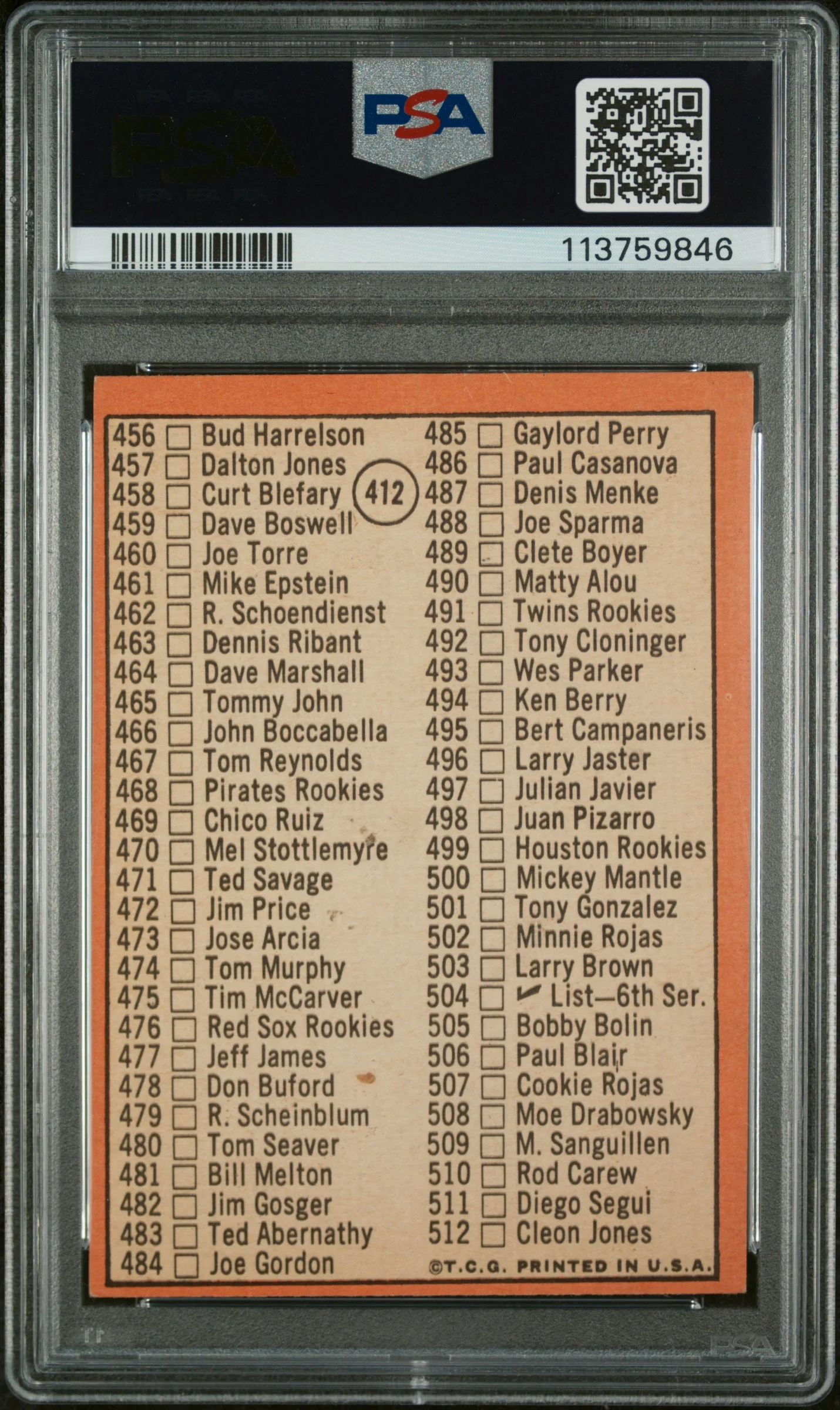 1969 Topps Mickey Mantle #412 PSA 5 - Image 2
