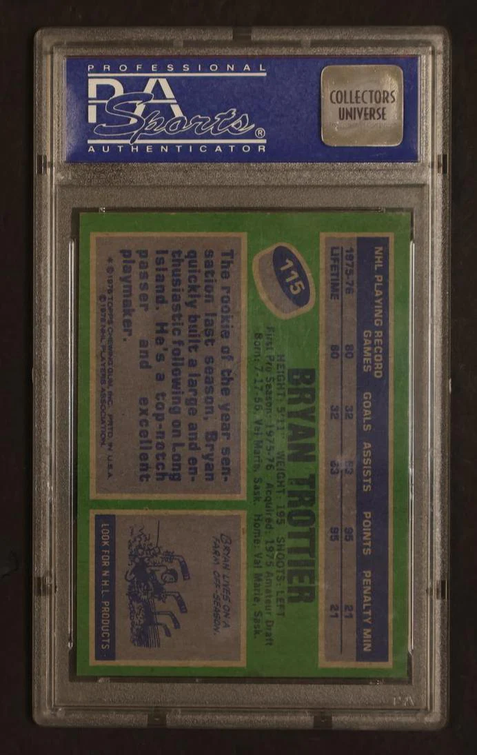 1976 Topps Bryan Trottier #115 PSA 8 - Image 2