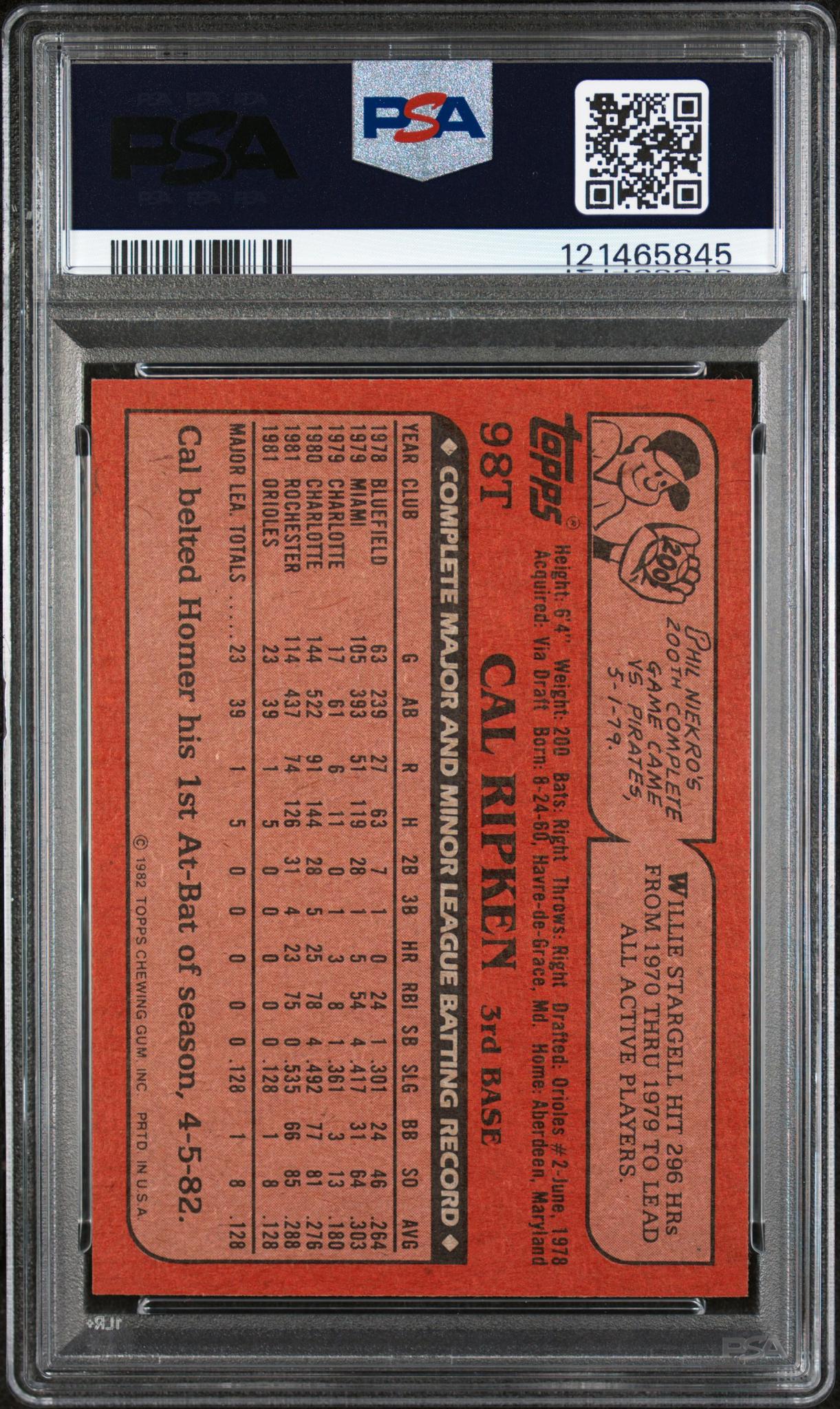 1982 Topps Traded Cal Ripken Jr. #98T PSA 8 - Image 2