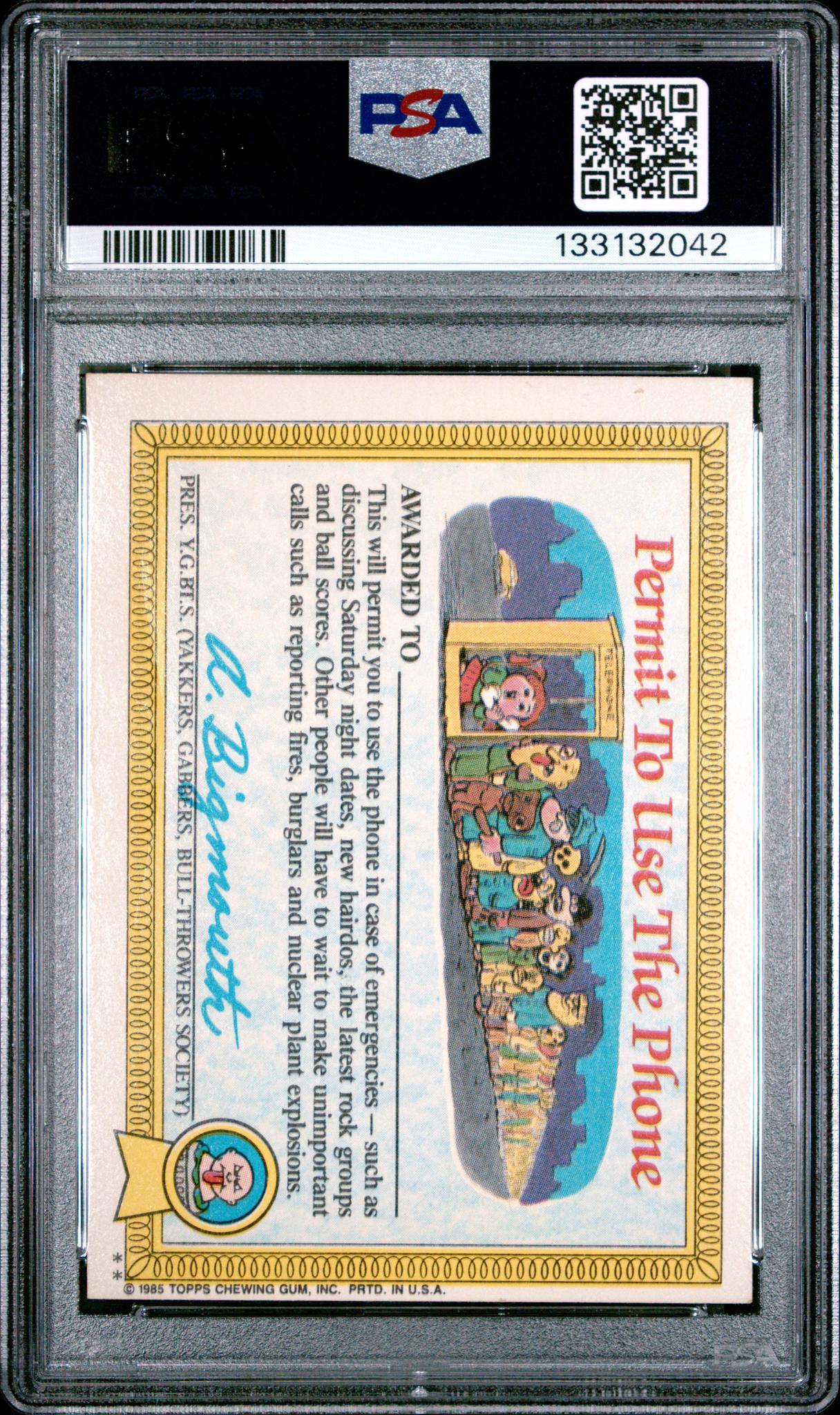 1985 Garbage Pail Kids Stickers Glossy Bugged Bert #11b PSA 7 - Image 2