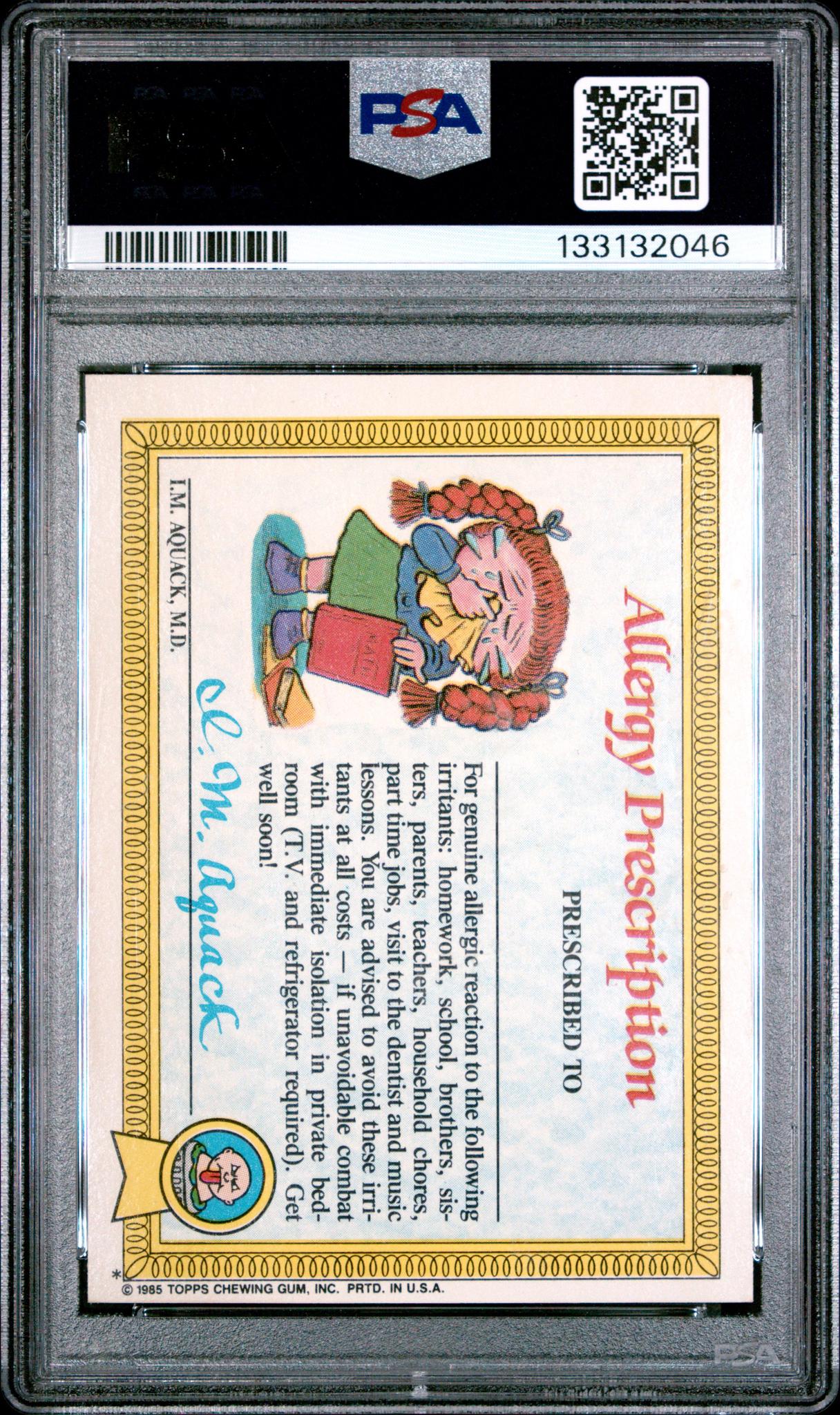 1985 Garbage Pail Kids Up Chuck #3A PSA 5 - Image 2
