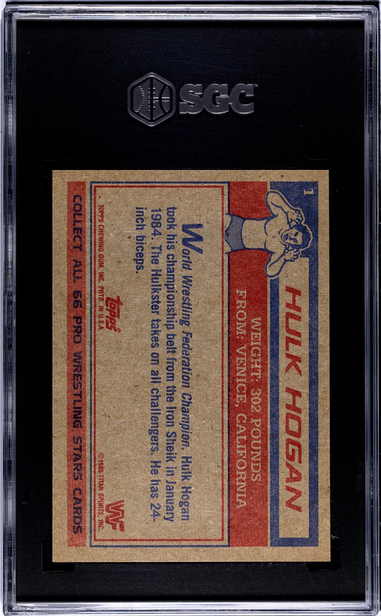 1985 Topps #1 Hulk Hogan SGC 9 - Image 2