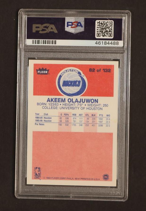 1986 Fleer Hakeem Olajuwon #82 PSA 7.5 - Image 2