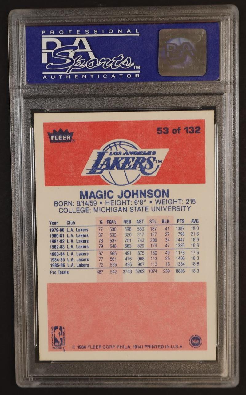 1986 Fleer Magic Johnson #53 PSA 8 - Image 2