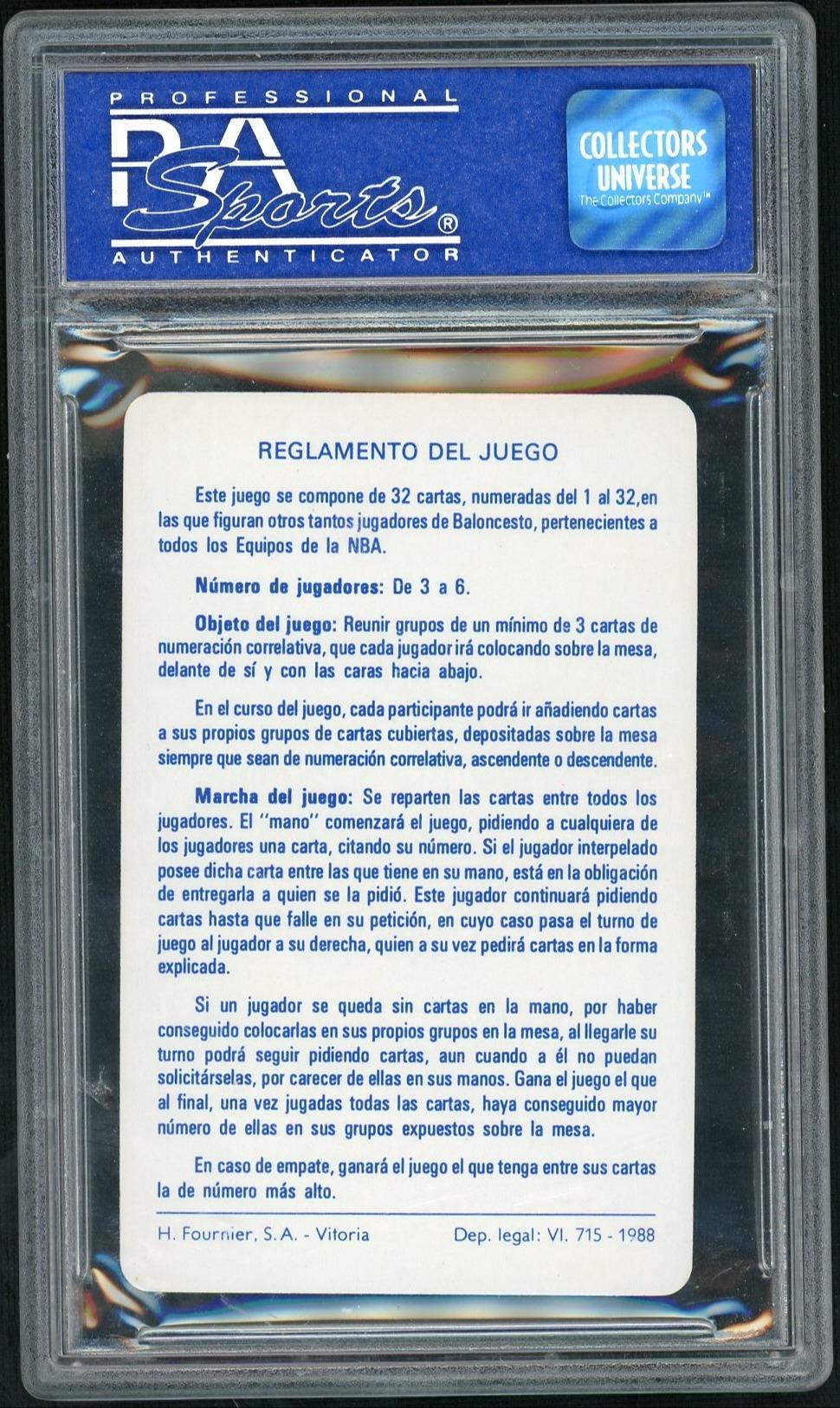 1988 Fournier NBA Estrellas Rules Card Michael Jordan #NNO PSA 9 - Image 2