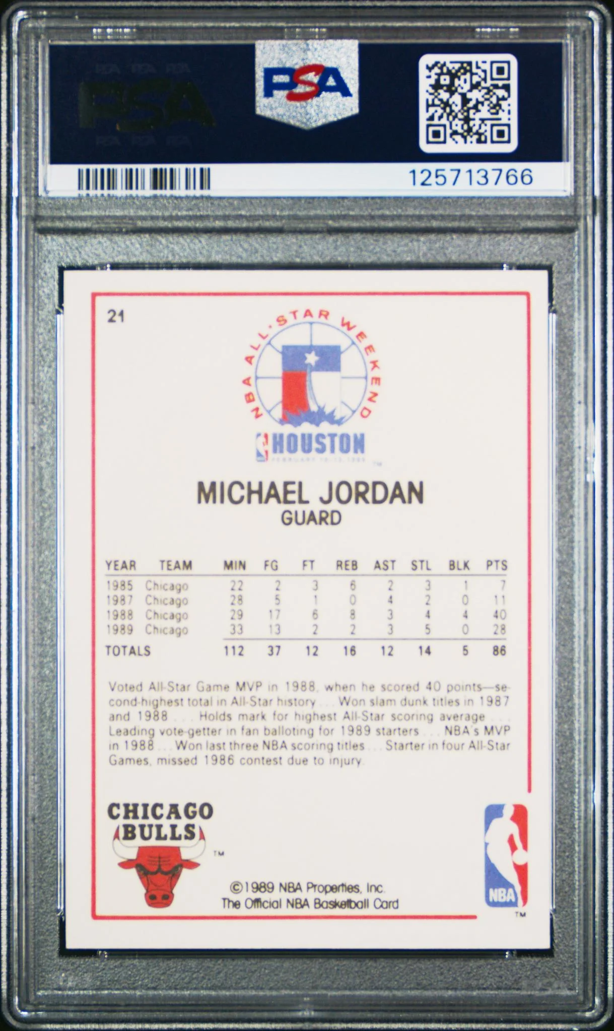 1989 Hoops All Star Michael Jordan #21 PSA 6 - Image 2
