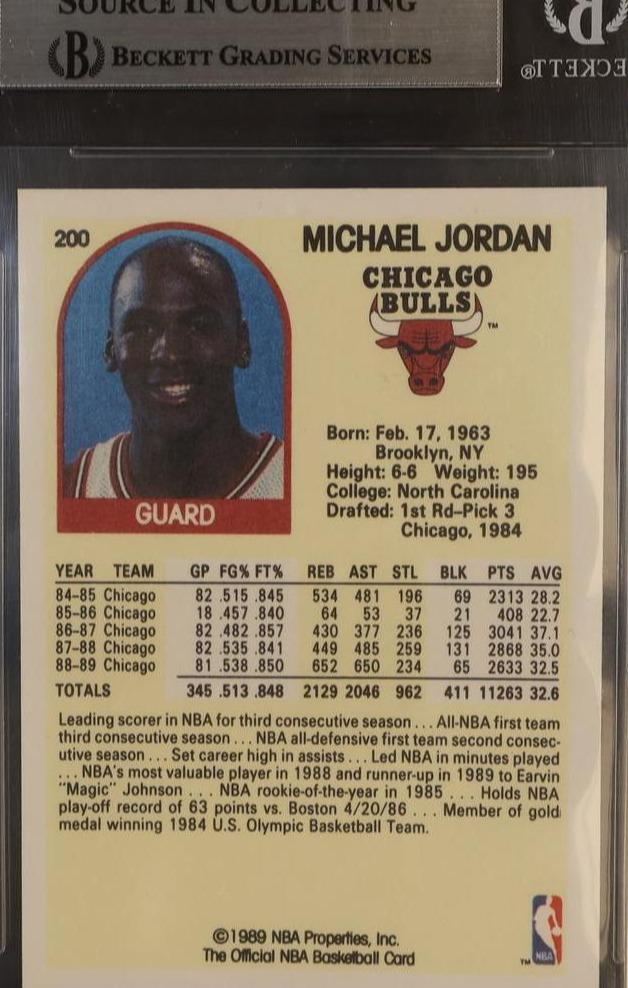 1989 Hoops Michael Jordan #200 BGS 8 - Image 2