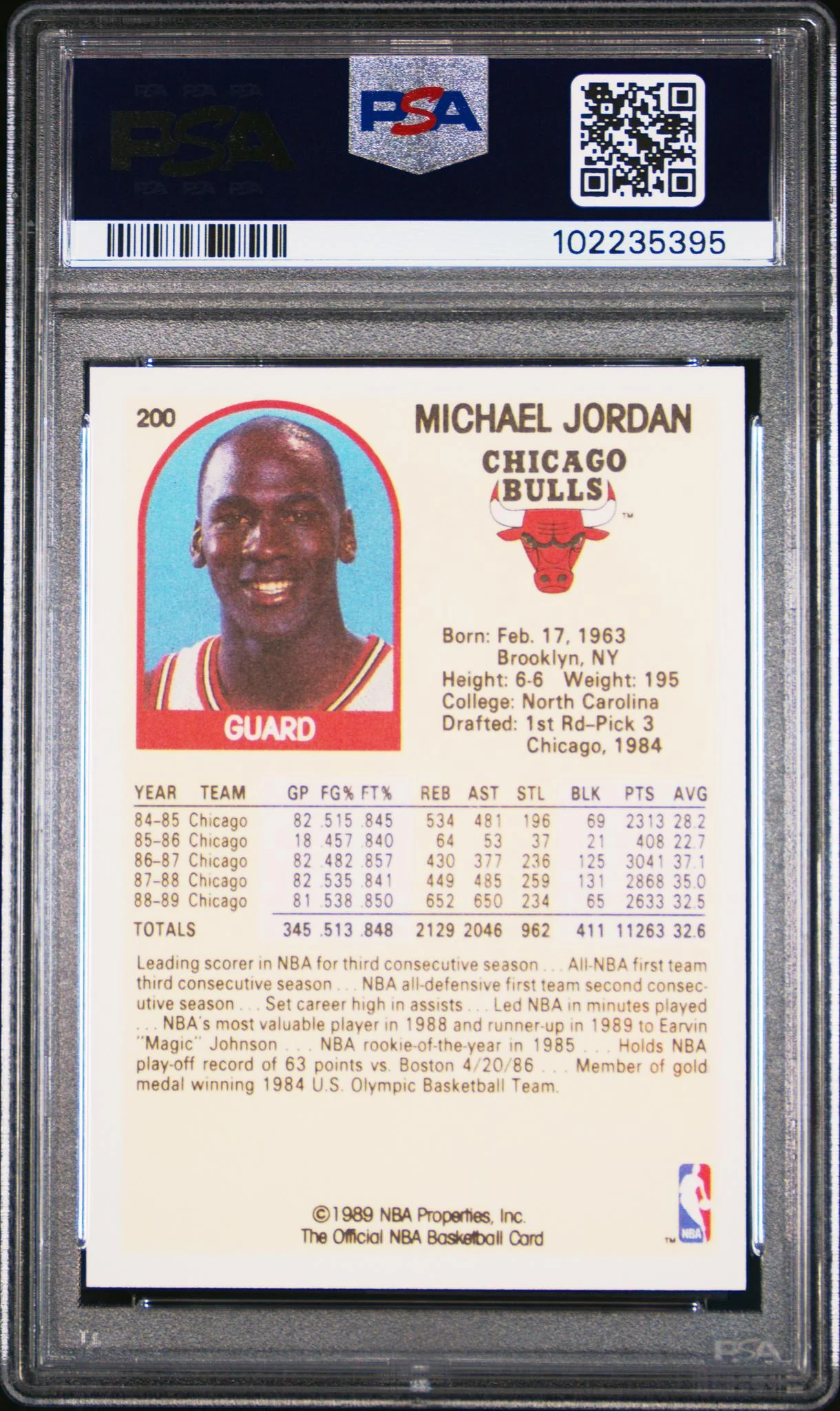1989 Hoops Michael Jordan #200 PSA 10 - Image 2