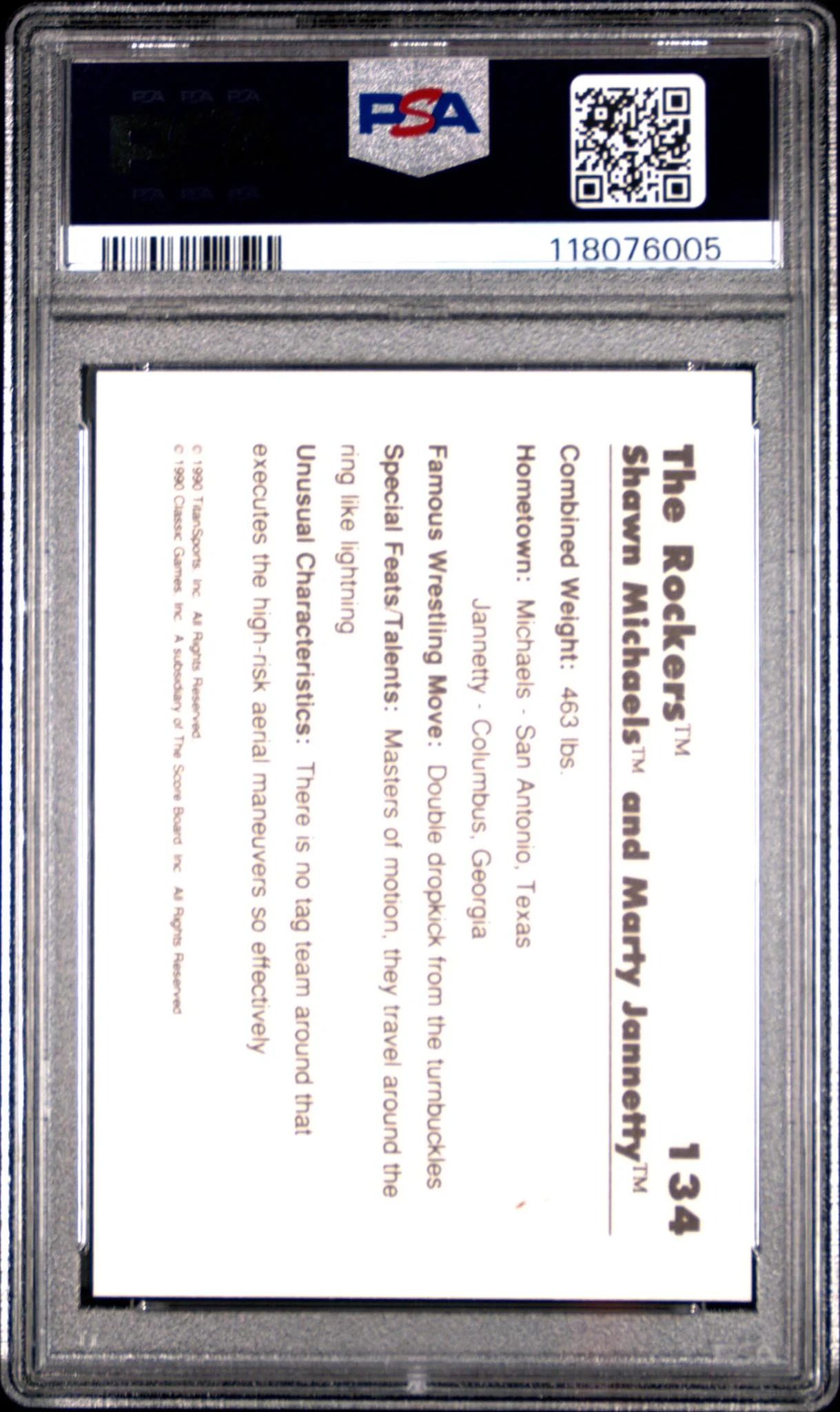 1990 Classic WWF the Rockers #134 PSA 9 - Image 2