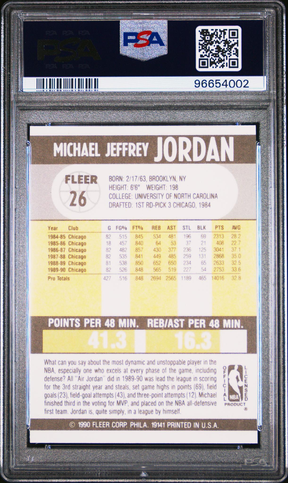 1990 Fleer Michael Jordan #26 PSA 10 - Image 2