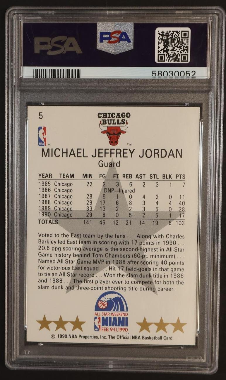 1990 Hoops All Star Michael Jordan #5 PSA 9 - Image 2