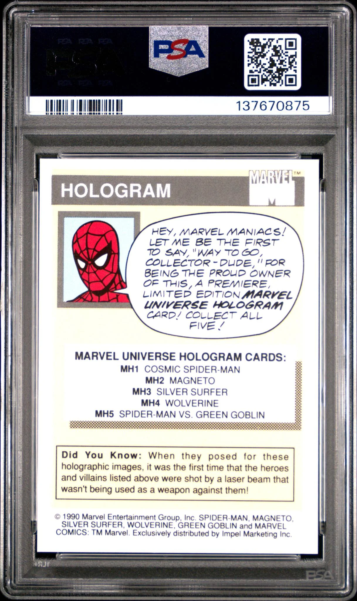 1990 Marvel Universe Hologram Magneto #MH2 PSA 8 - Image 2