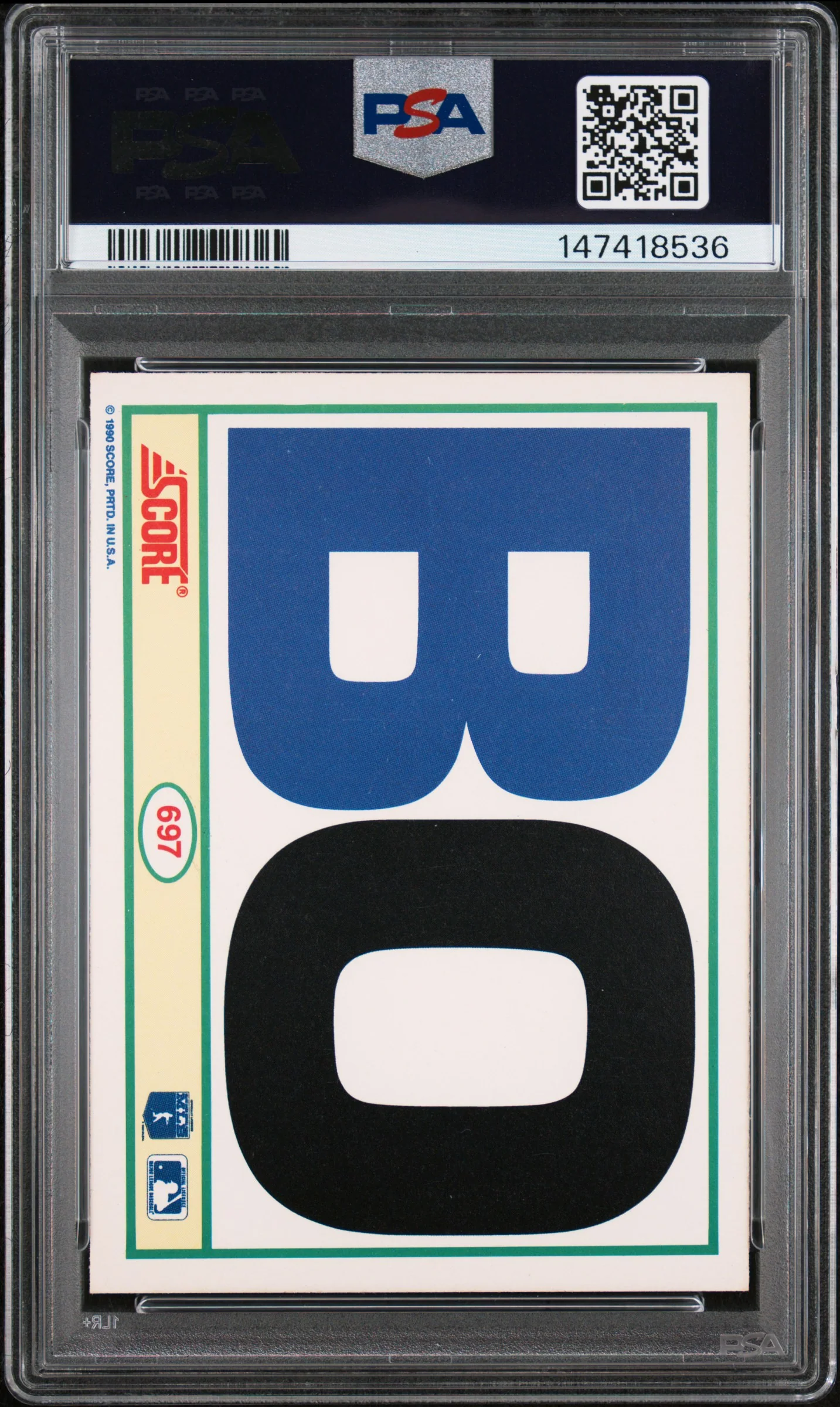 1990 Score Bo Jackson #697 PSA 8 - Image 2
