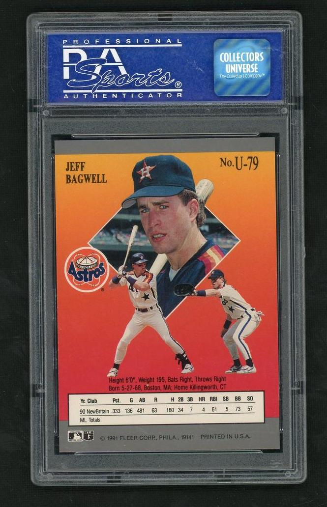 1991 Fleer Ultra Update Jeff Bagwell #79 PSA 10 - Image 2