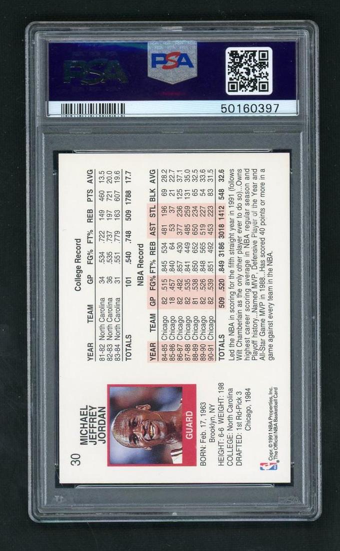 1991 Hoops Michael Jordan #30 PSA 9 - Image 2