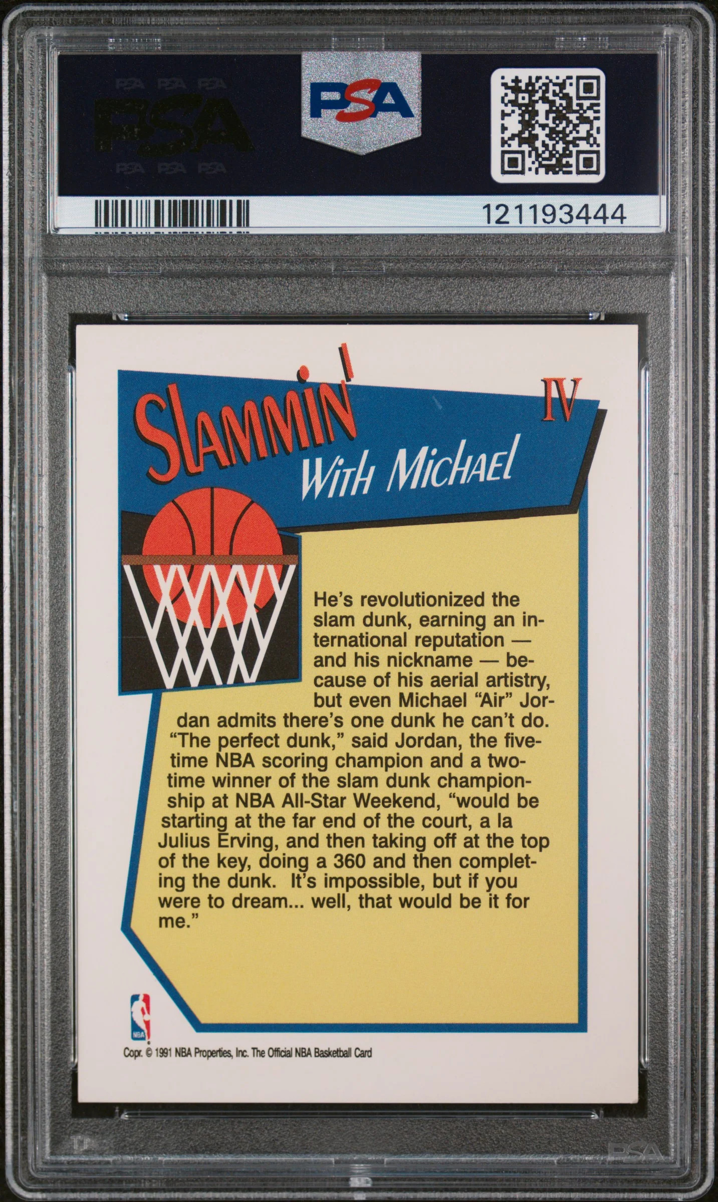 1991 Hoops Slam Dunk Champion Michael Jordan #IV PSA 6 - Image 2
