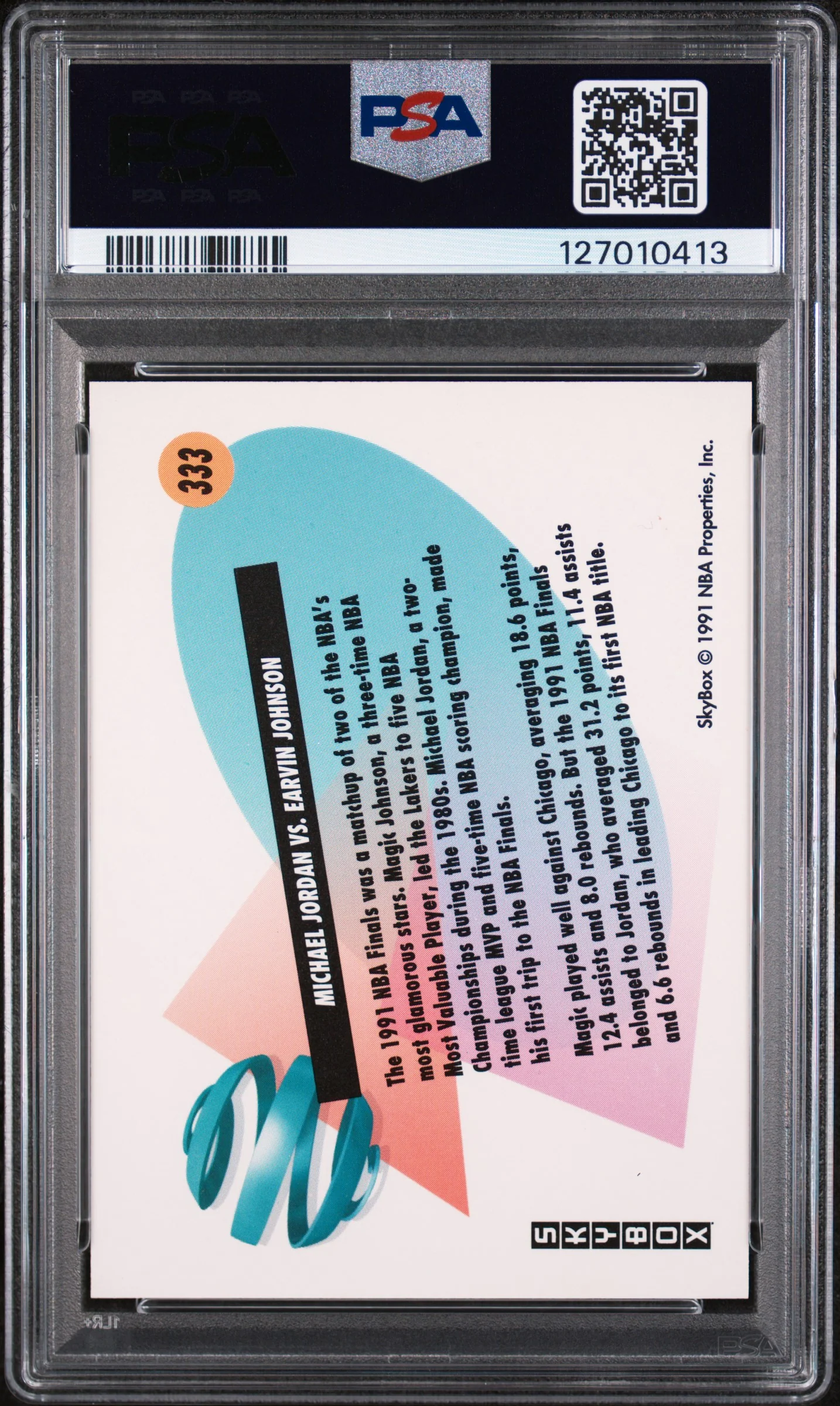 1991 Skybox Magic Johnson/Michael Jordan #333 PSA 9 - Image 2