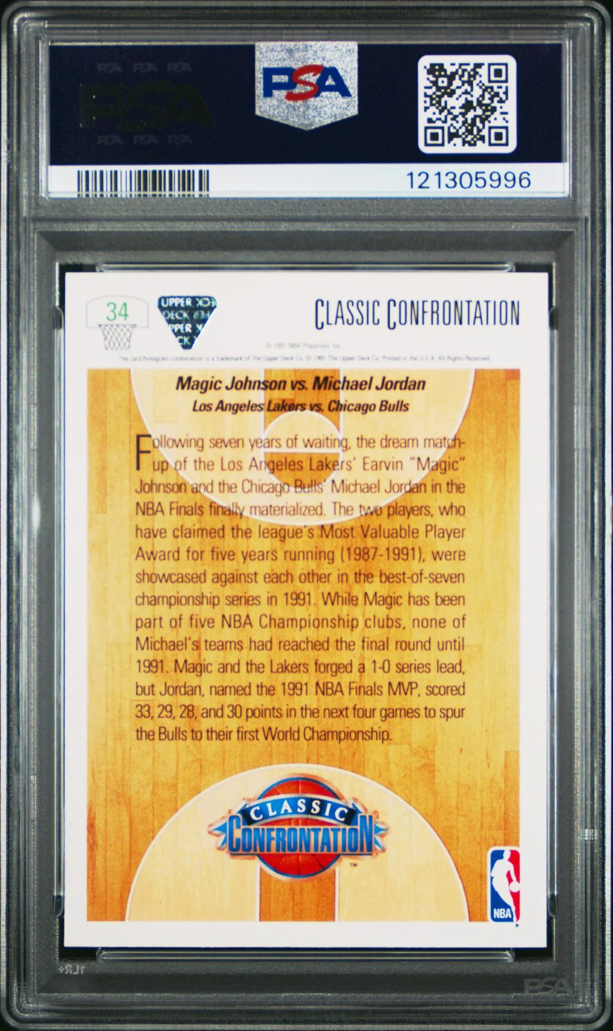 1991 Upper Deck Classic Confrontation Magic Johnson/Michael Jordan #34 PSA 10 - Image 2