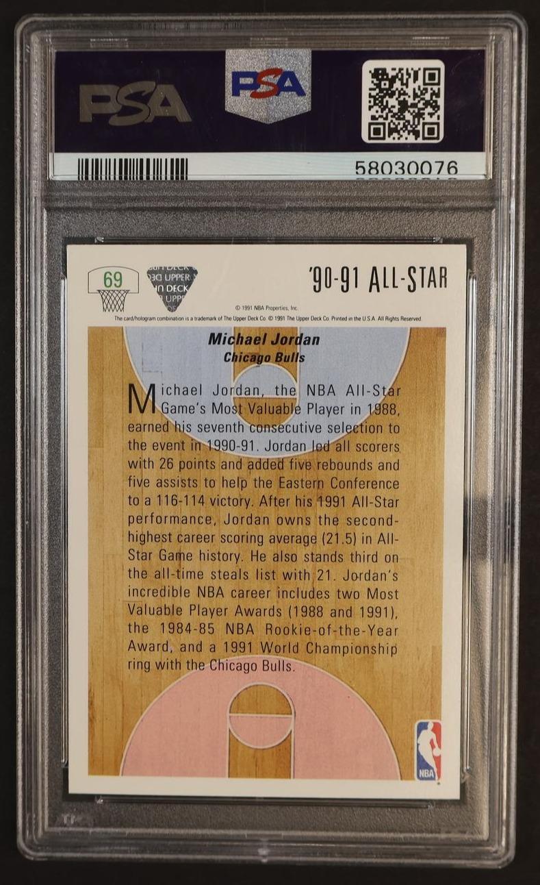 1991 Upper Deck East All Star Michael Jordan #69 PSA 9 - Image 2