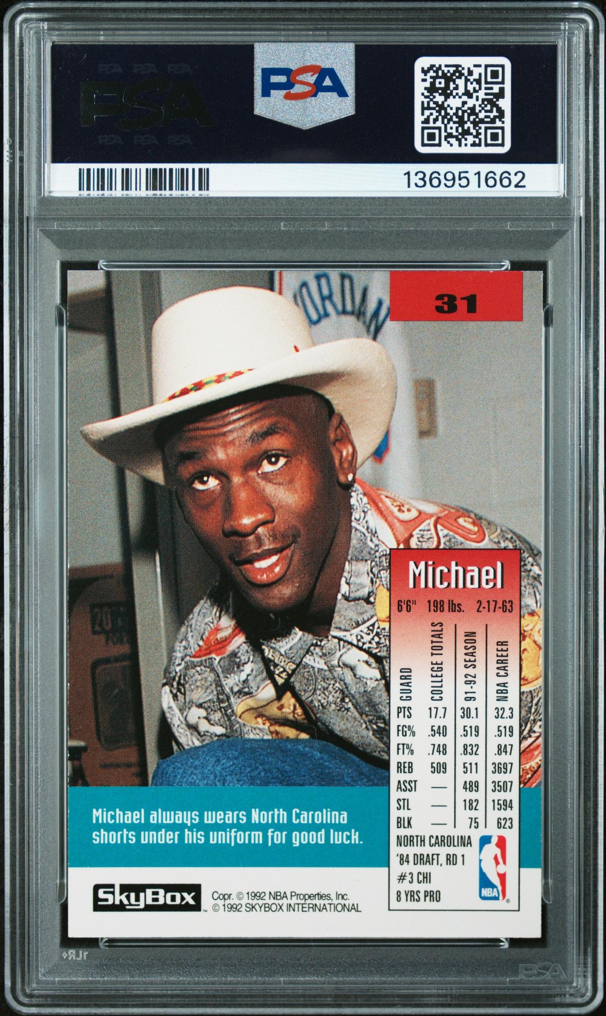 1992 Skybox Michael Jordan #31 PSA 9 - Image 2