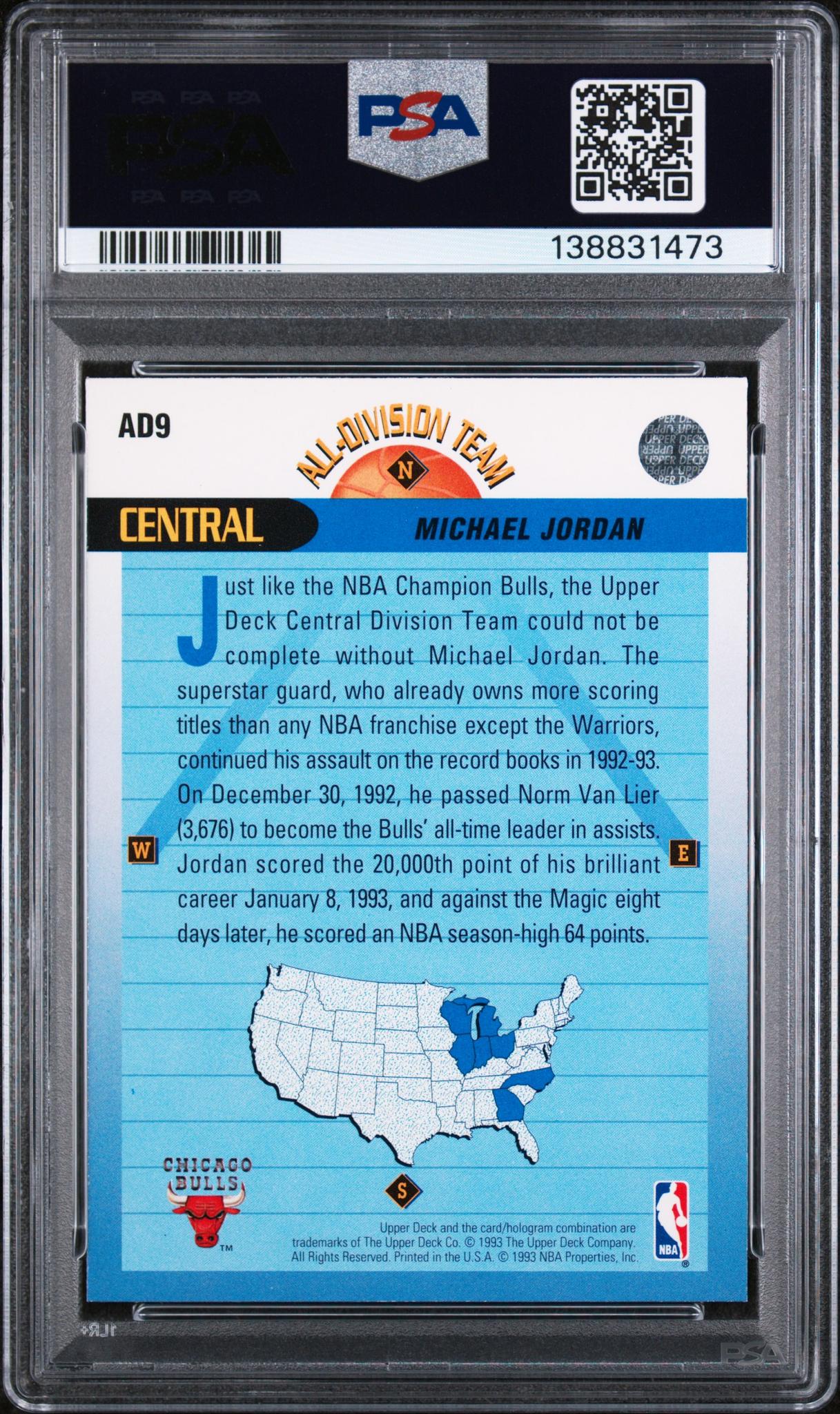 1992 Upper Deck All-Division Team Michael Jordan #AD9 PSA 8 - Image 2