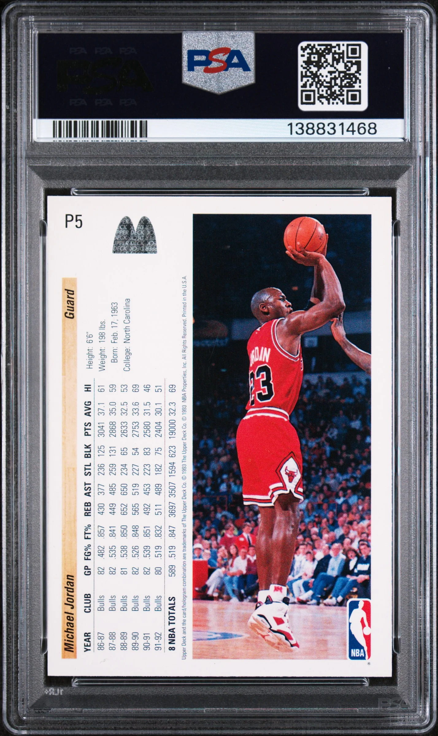 1992 Upper Deck Mcdonald's Michael Jordan #P5 PSA 10 - Image 2