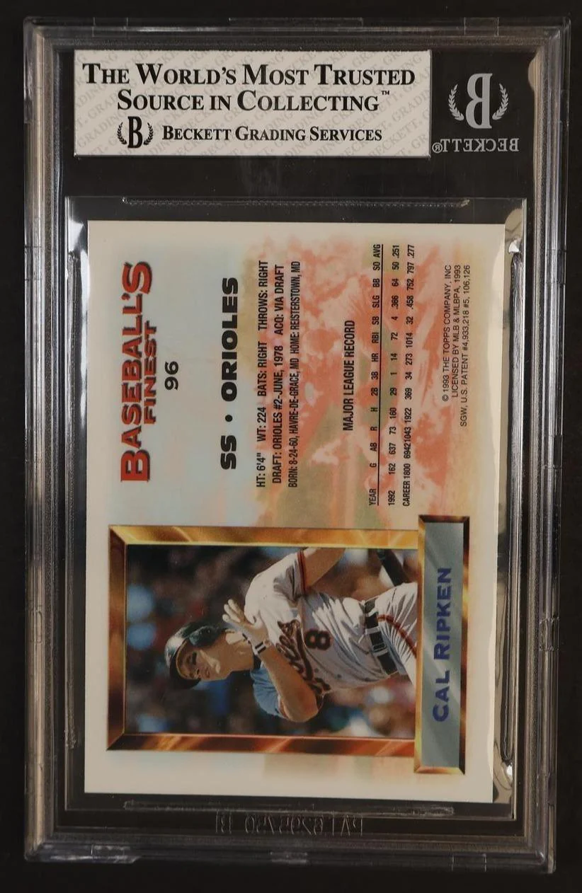 1993 Finest Cal Ripken Jr. #96 BGS 7 - Image 2