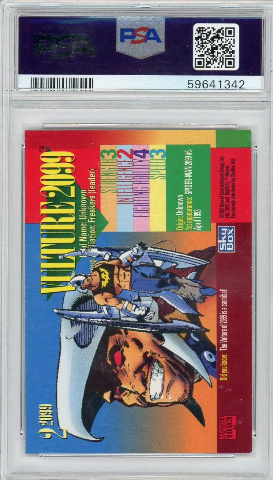 1993 Marvel Universe Red Foil #2 Vulture 2099 PSA 8 - Image 2