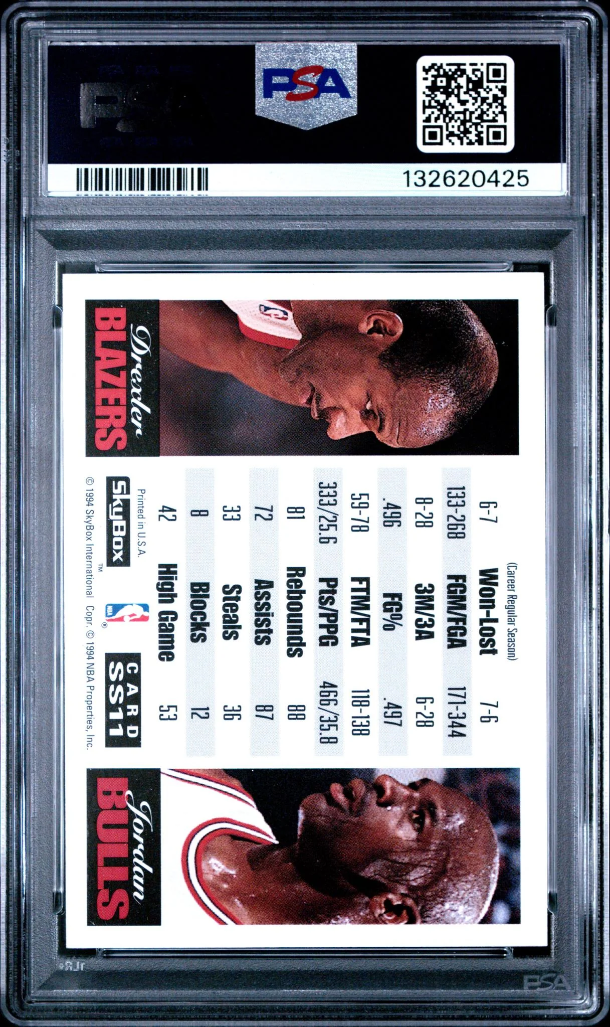 1993 Skybox Premium Showdown Series Clyde Drexler/Michael Jordan #SS11 PSA 10 - Image 2