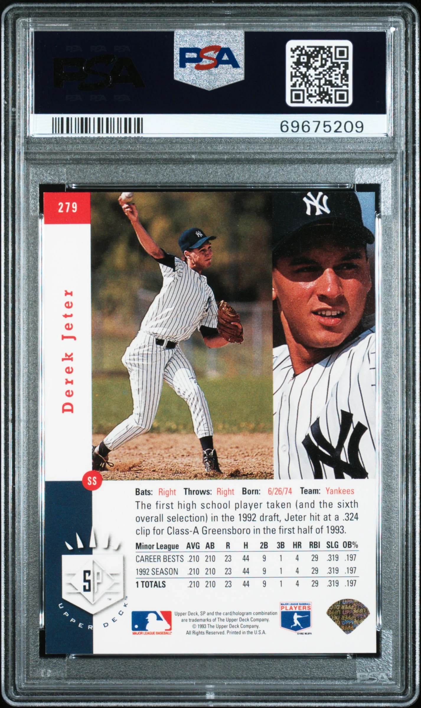 1993 SP Foil Derek Jeter #279 PSA 8.5 - Image 2