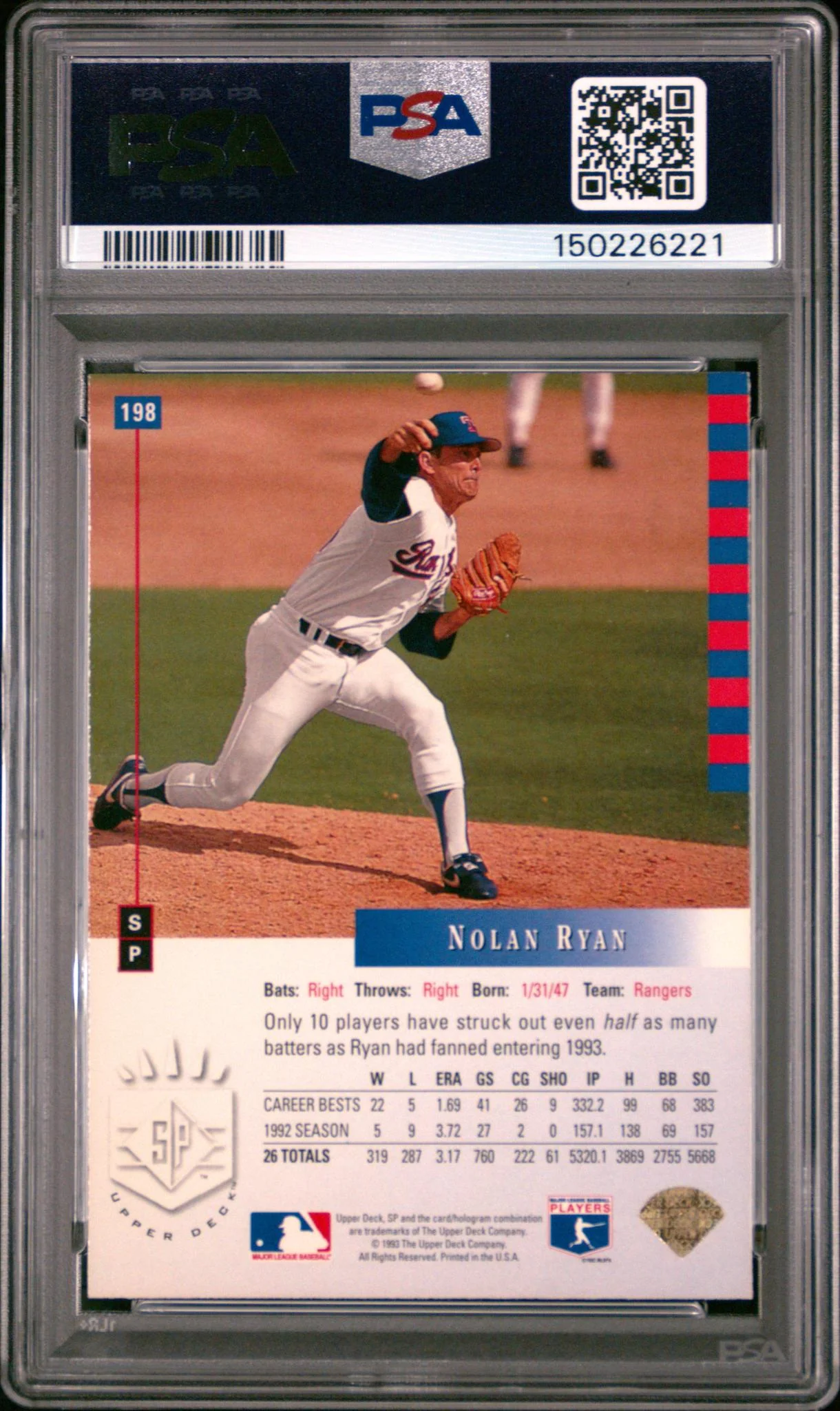 1993 SP Nolan Ryan #198 PSA 9 - Image 2