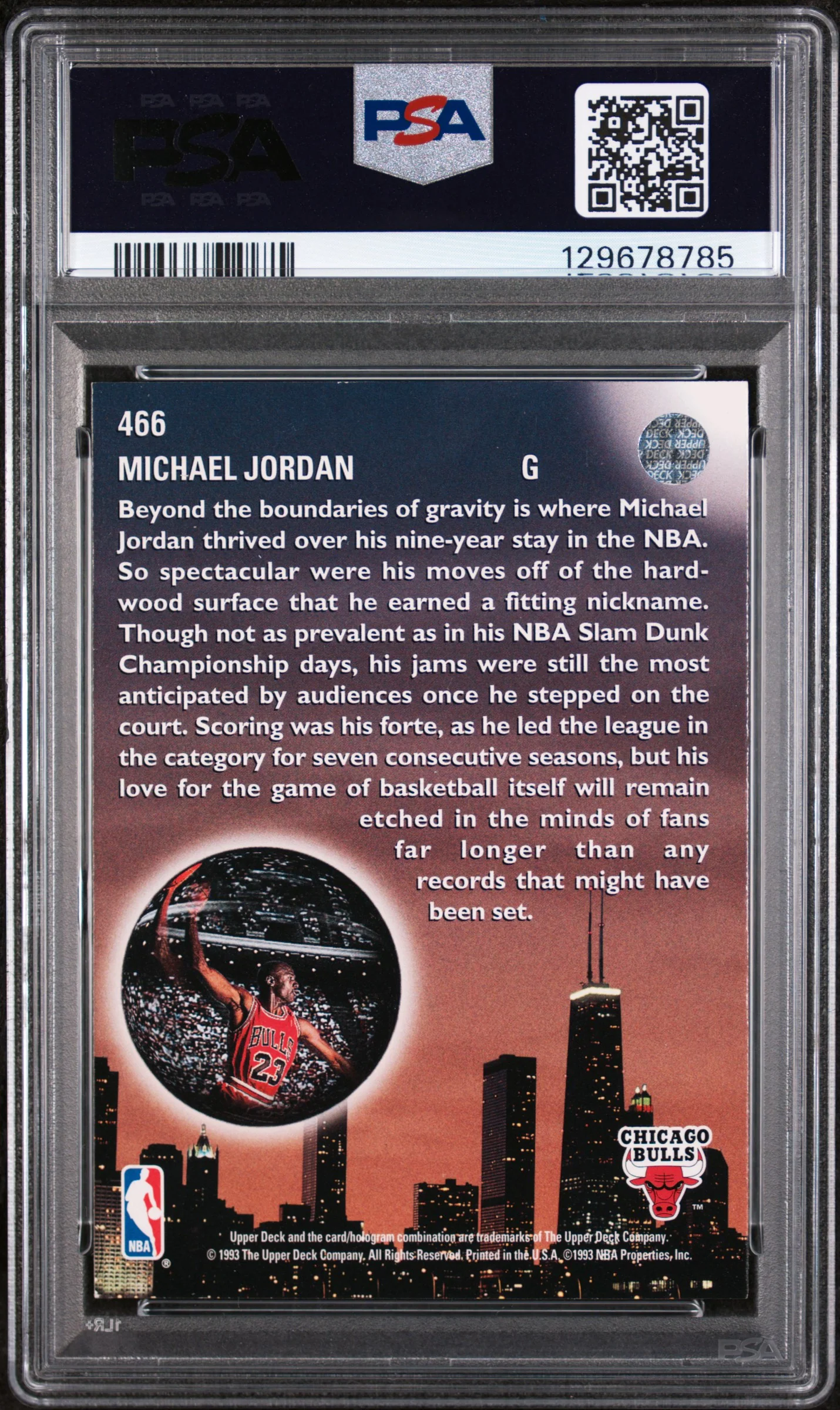 1993 Upper Deck Skylights Michael Jordan #466 PSA 6 - Image 2