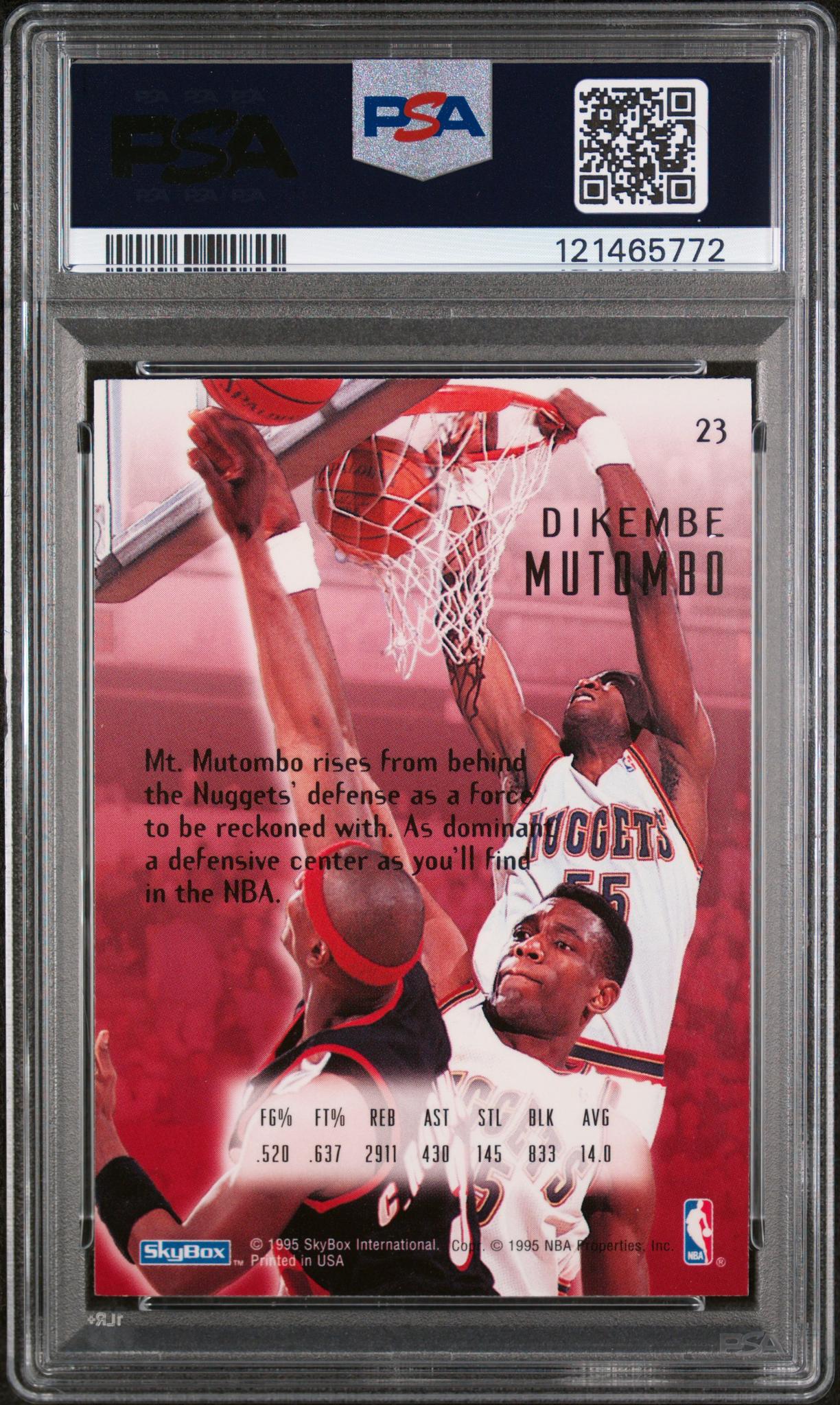 1994 E-Motion Dikembe Mutombo #23 PSA 8 - Image 2