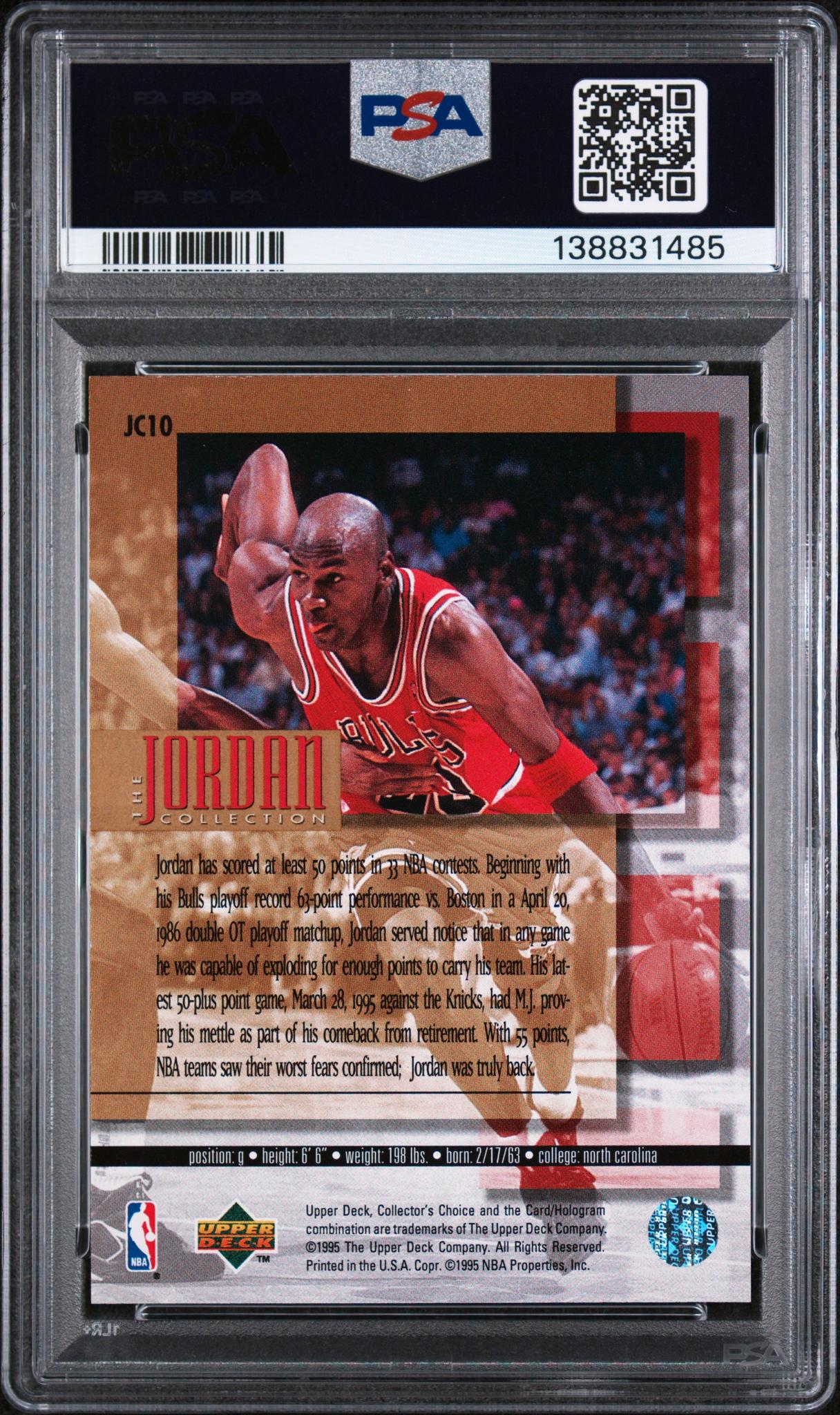 1995 Collector's Choice Jordan Collection 50 Point Scoring Games Michael Jordan #JC10 PSA 9 - Image 2